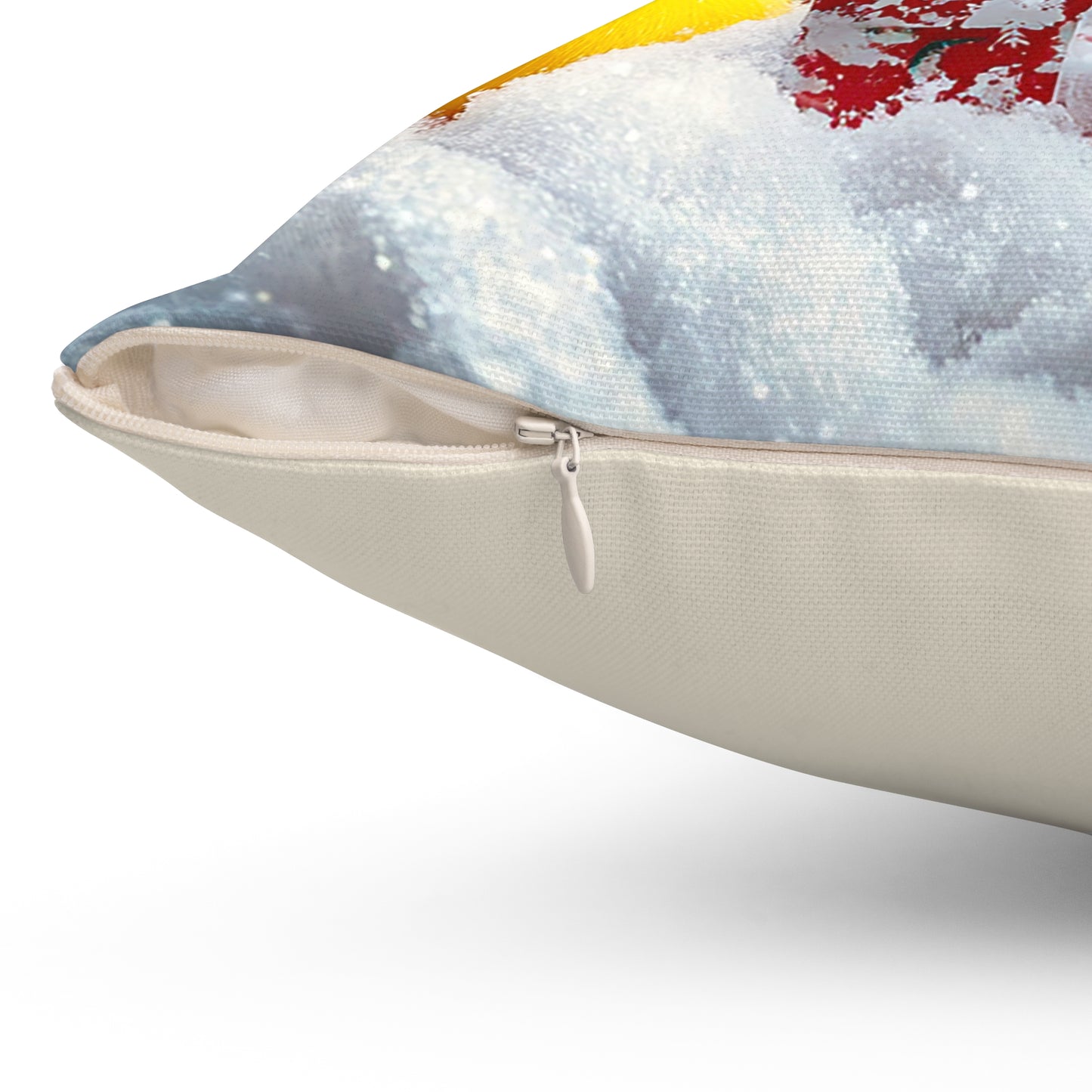 Christmas Cat with Ducks Spun Polyester Square Pillow