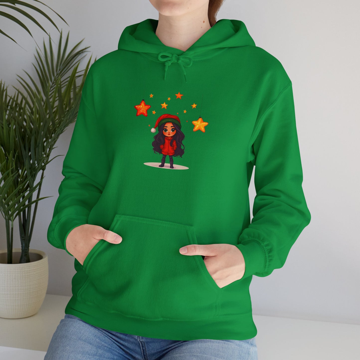 Cute Christmas Starry Ornaments Girl Unisex Heavy Blend™ Hooded Sweatshirt