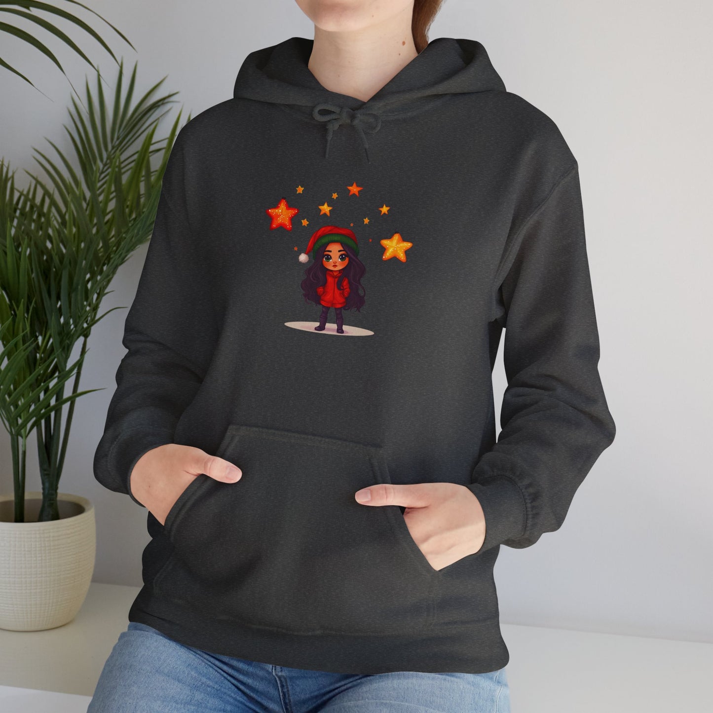 Cute Christmas Starry Ornaments Girl Unisex Heavy Blend™ Hooded Sweatshirt