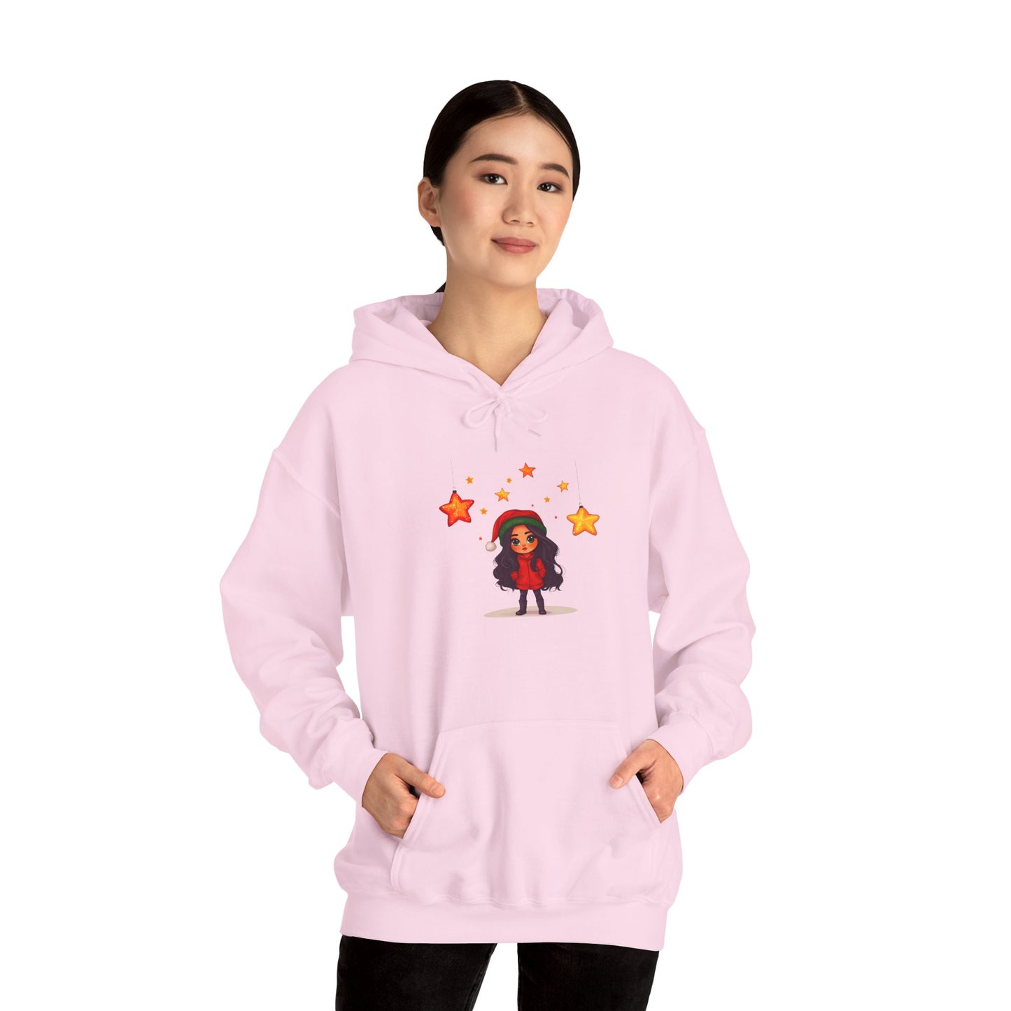 Cute Christmas Starry Ornaments Girl Unisex Heavy Blend™ Hooded Sweatshirt