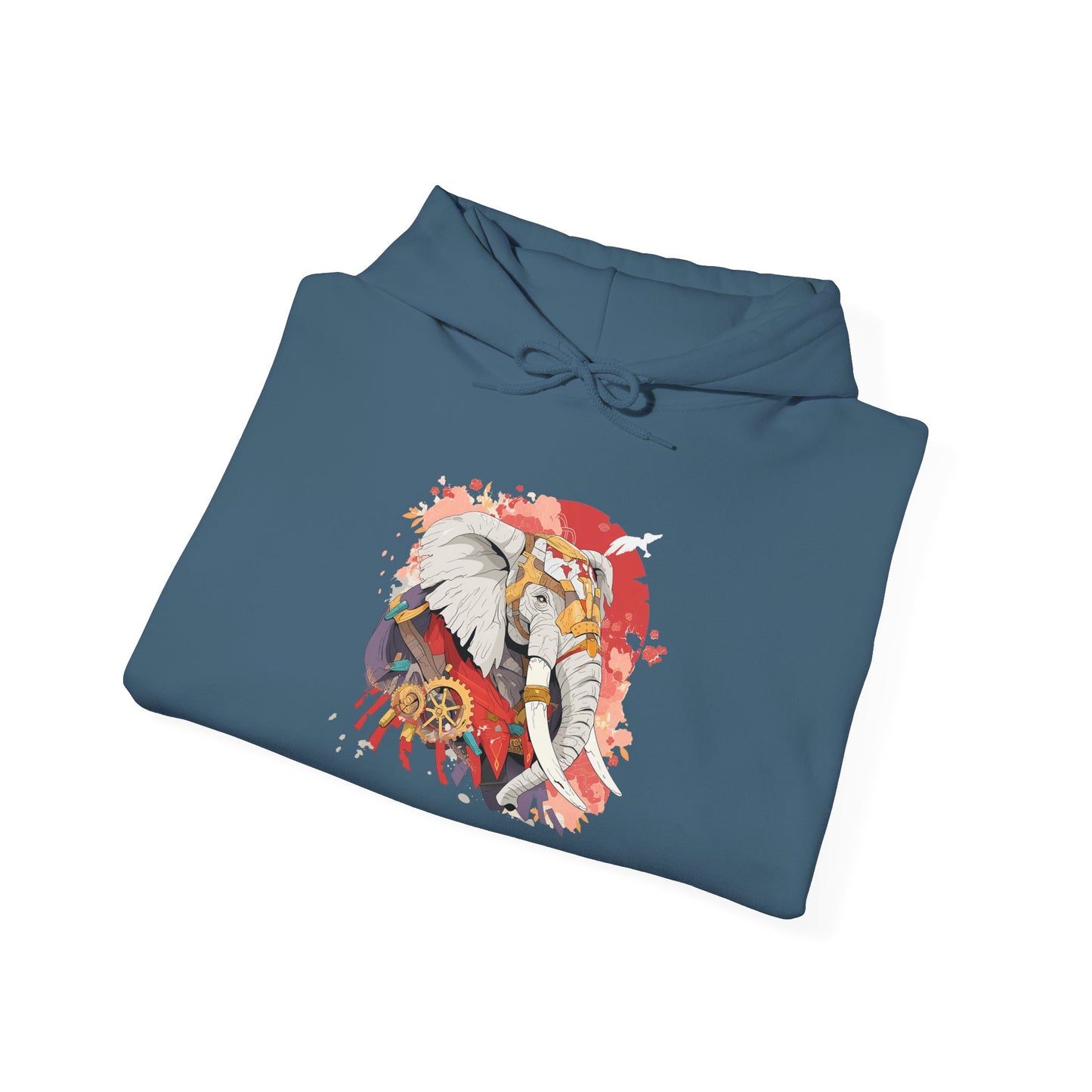 Steampunk Japanese Flowers Elephant Unisex Heavy Blend™ Hooded Sweatshirt