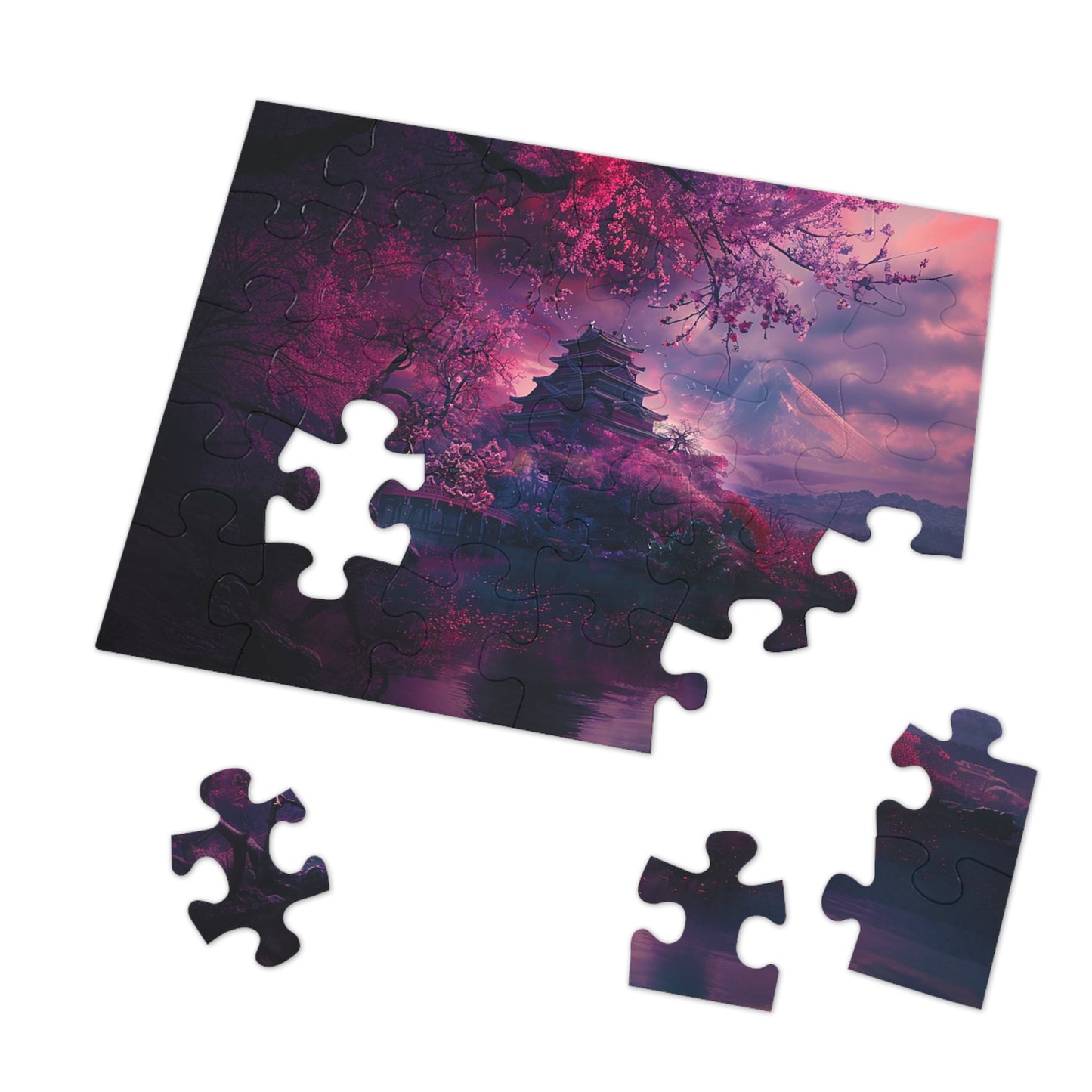 Japanese Cherry Blossum Castle Jigsaw Puzzle (30, 110, 252, 500,1000-Piece)