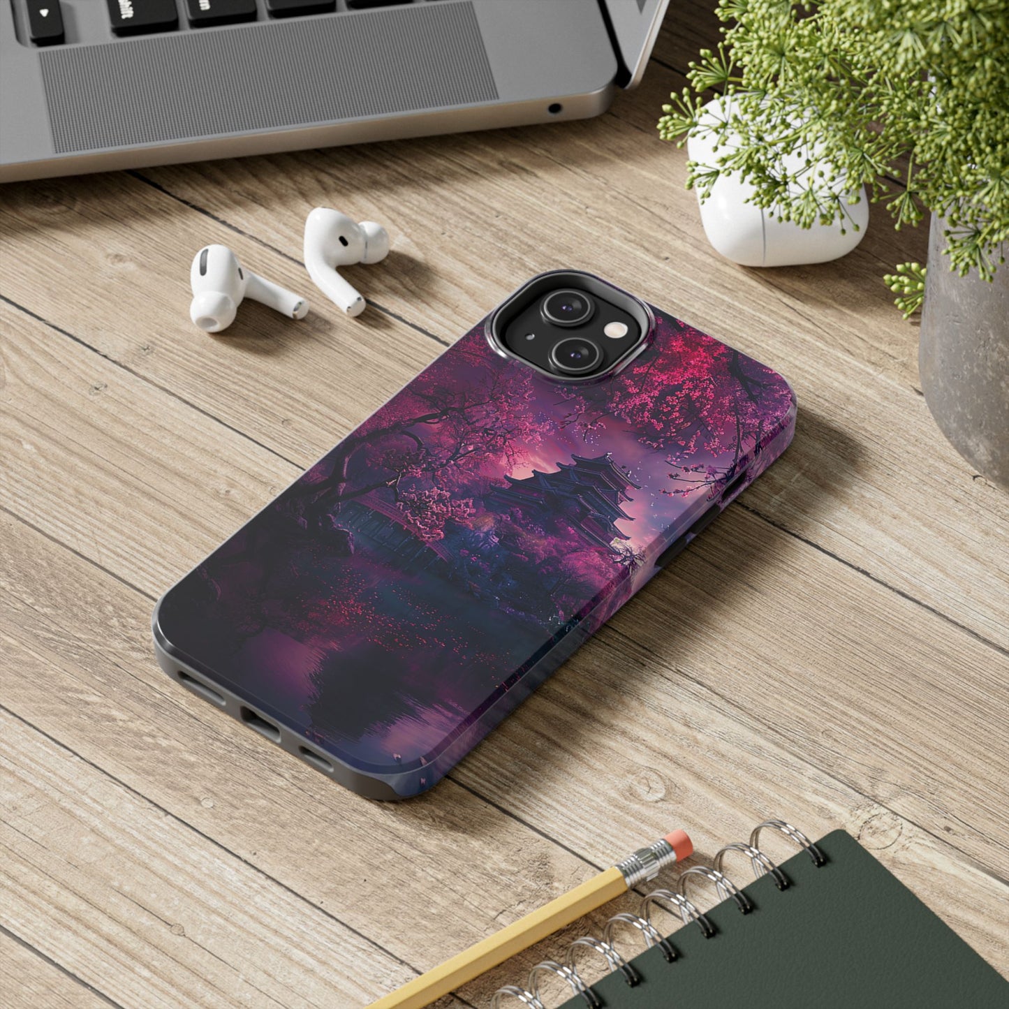 Japanese Cherry Blossum Castle Tough Phone Case iPhone Android