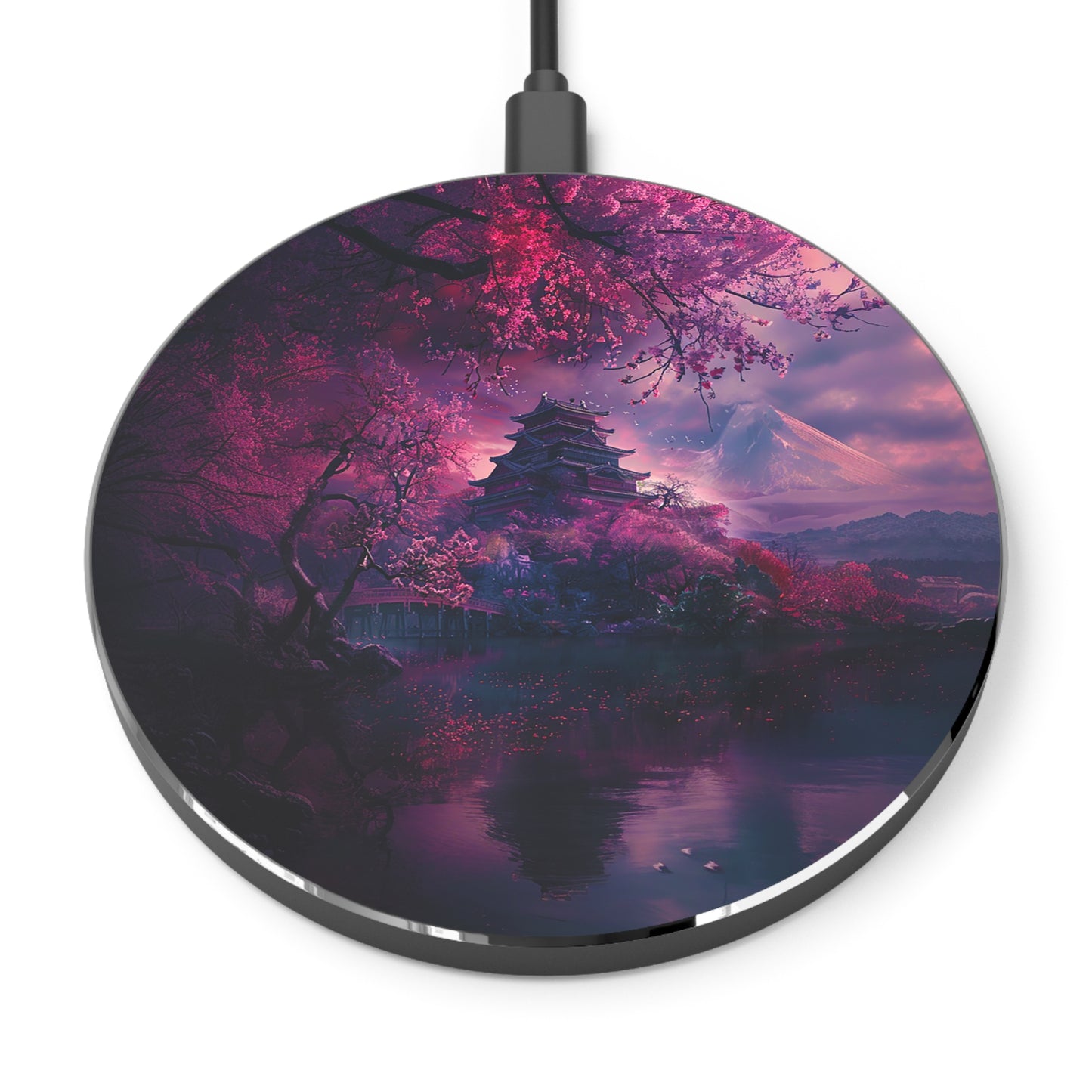 Japanese Cherry Blossum Castle Wireless Charger
