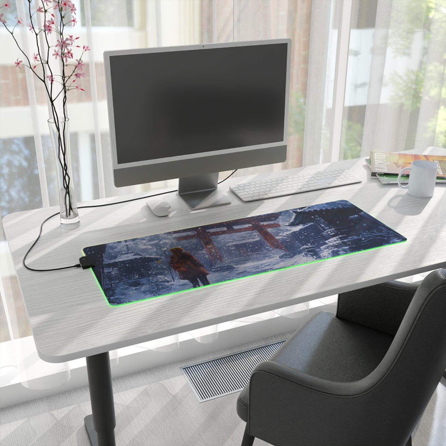 Dark Fantasy Snowy Tori Gate PC Gaming LED Gaming Mouse Pad