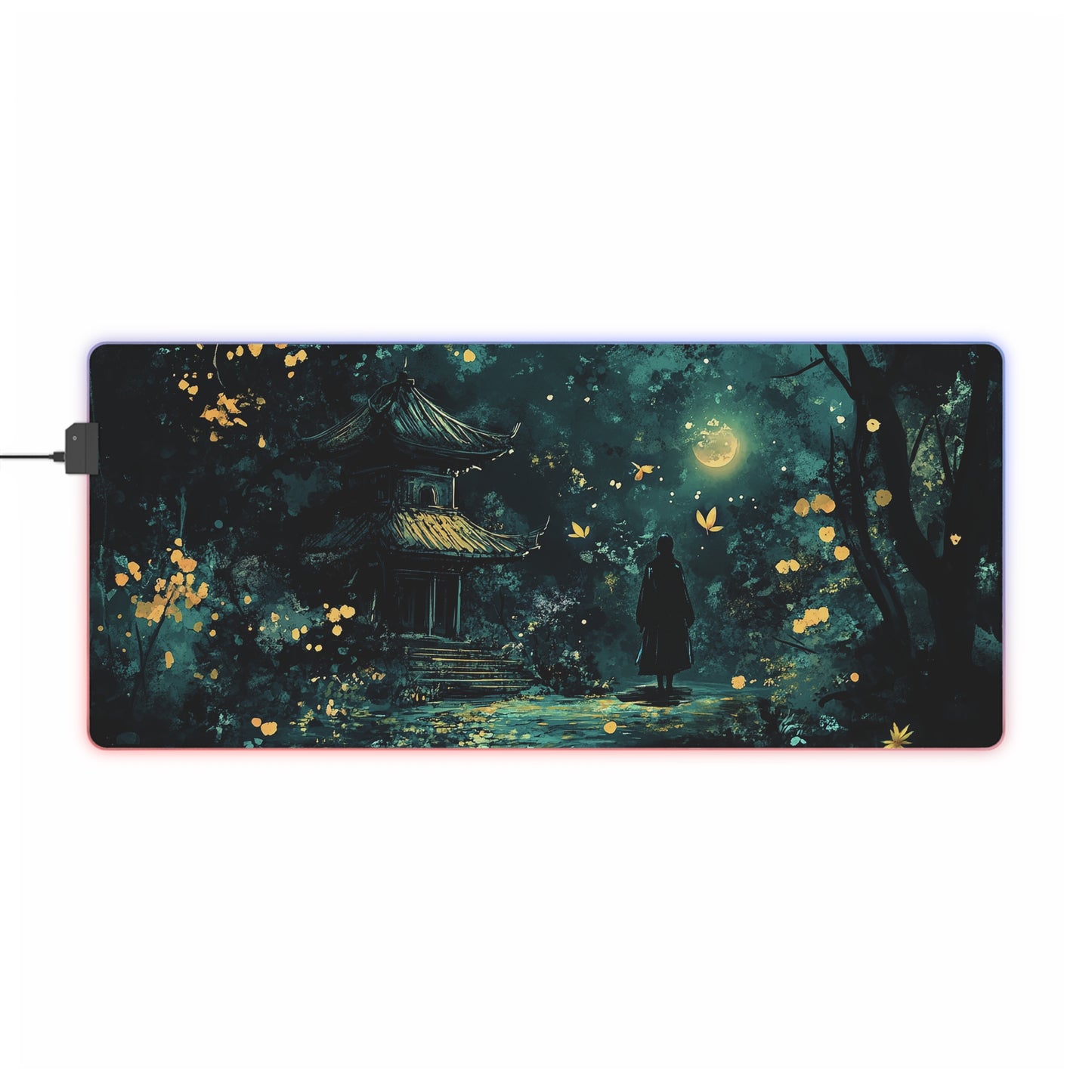 Japanese Shrine Nighttime Fantasy LED Gaming Mouse Pad