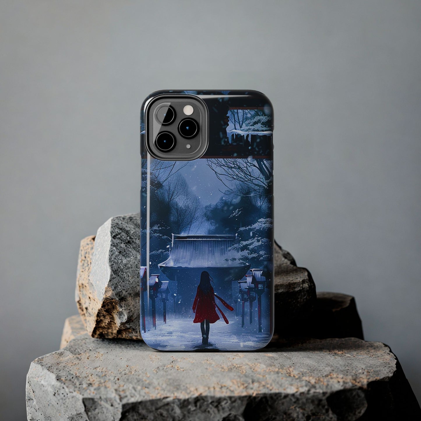 Japanese Snowy Shinto Shrine Girl Tough Phone Cases iPhone Android