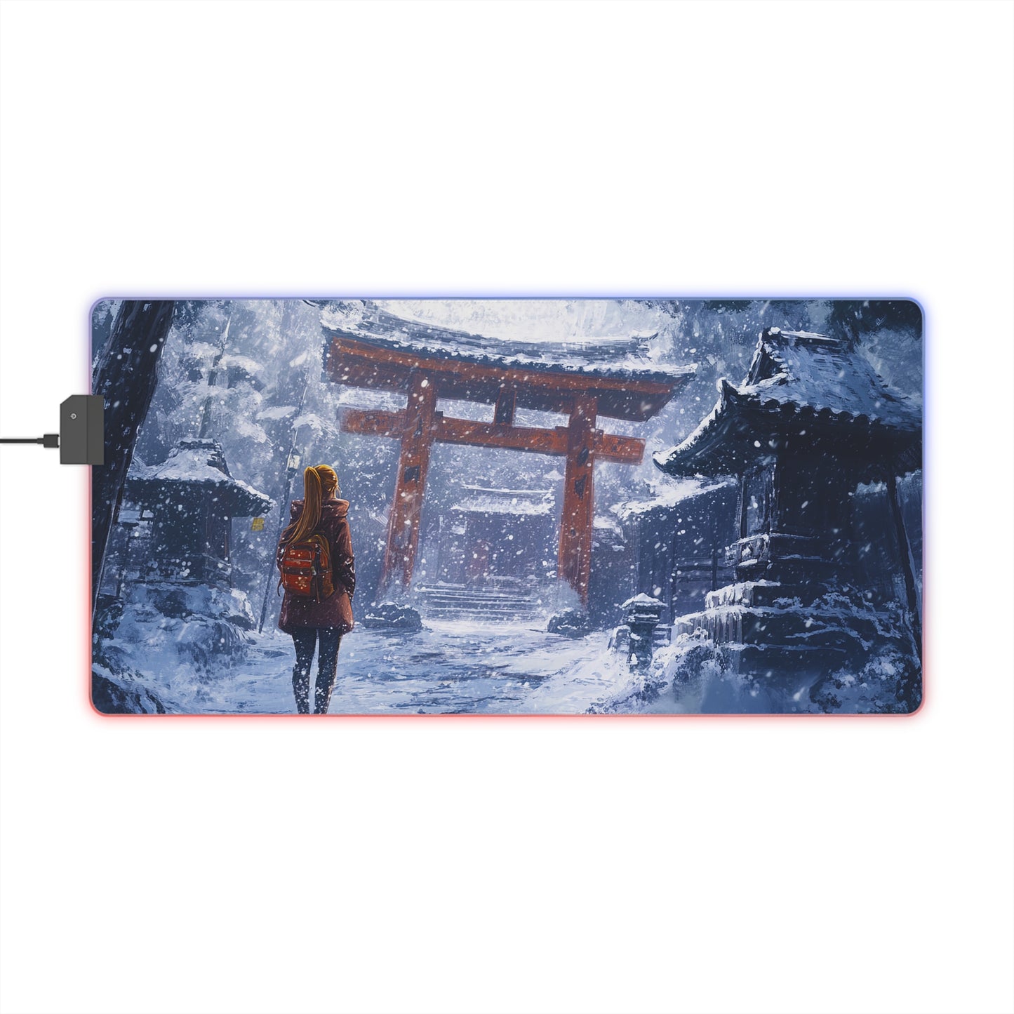 Dark Fantasy Snowy Tori Gate PC Gaming LED Gaming Mouse Pad