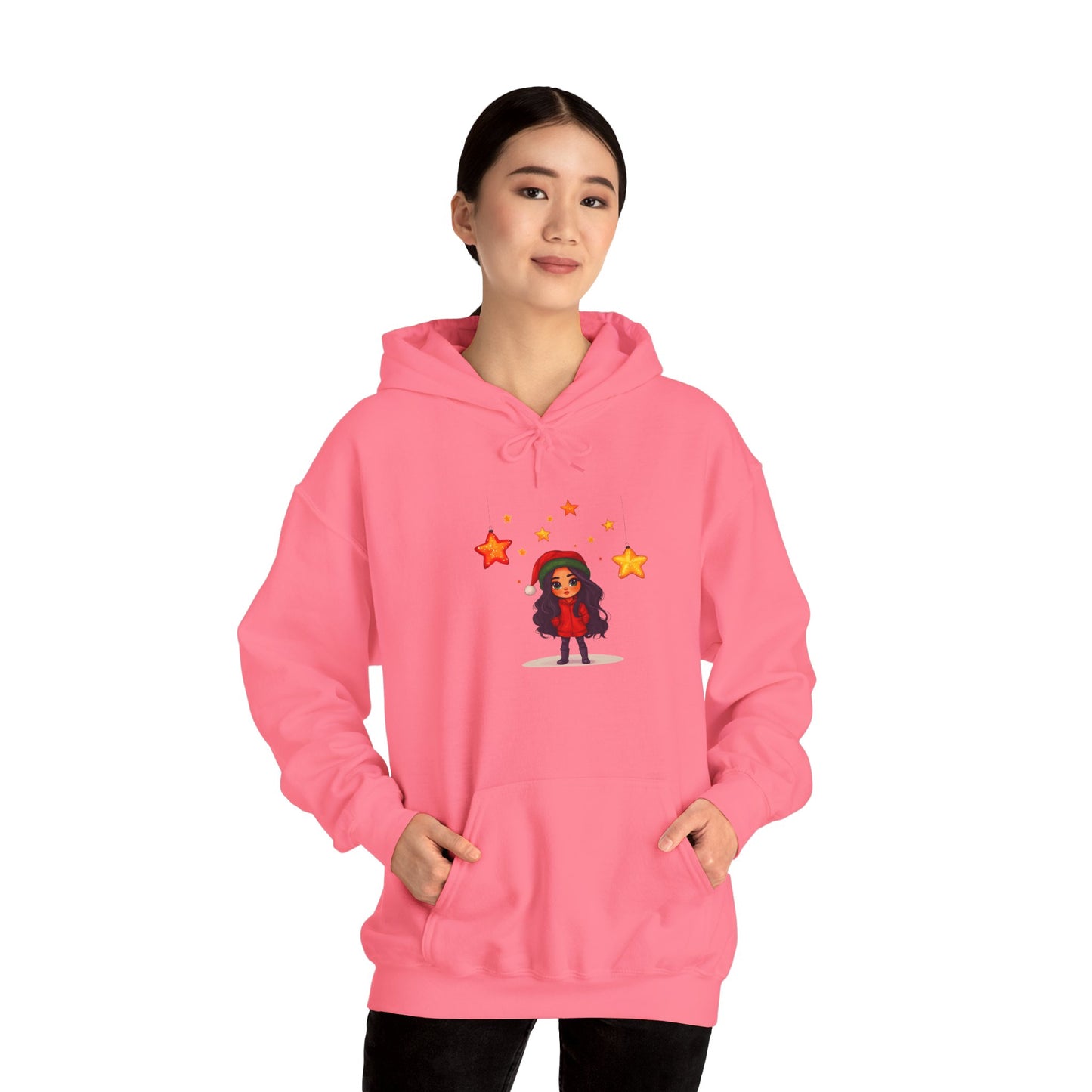 Cute Christmas Starry Ornaments Girl Unisex Heavy Blend™ Hooded Sweatshirt