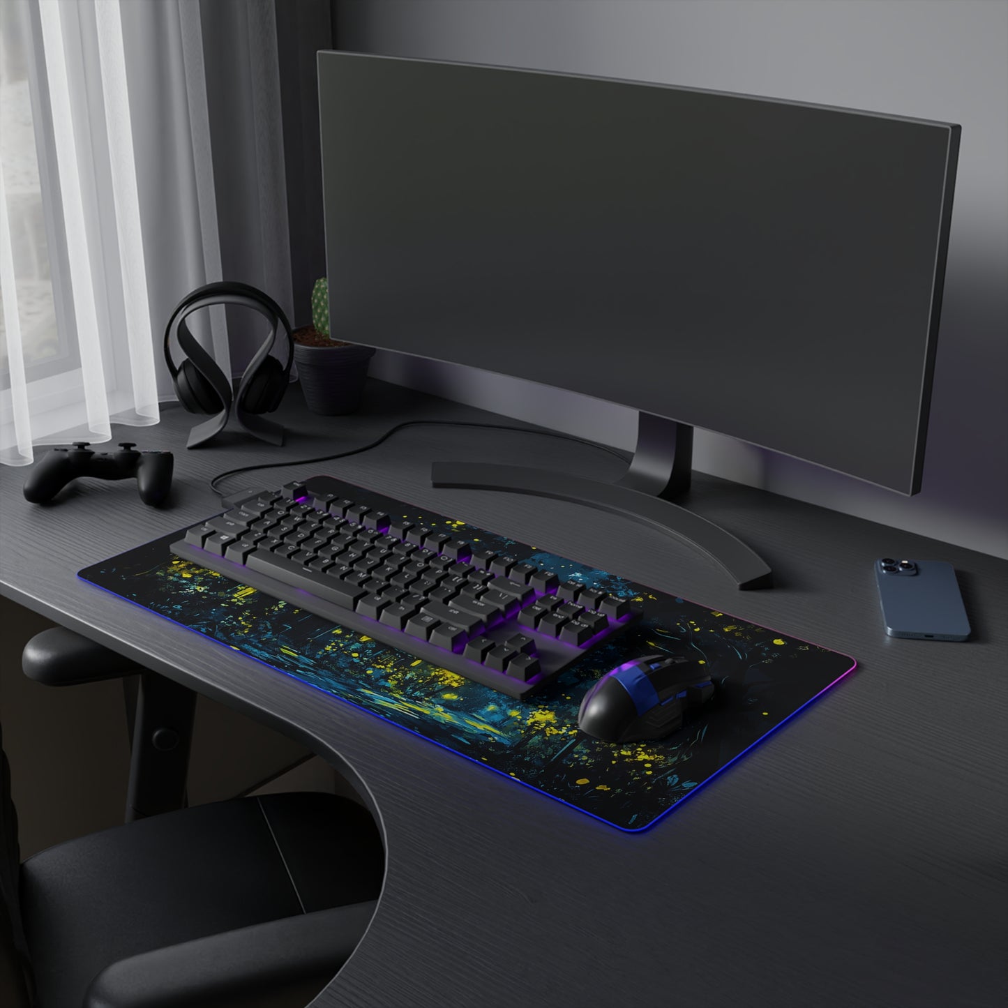 Fantasy Village Nighttime LED Gaming Mouse Pad