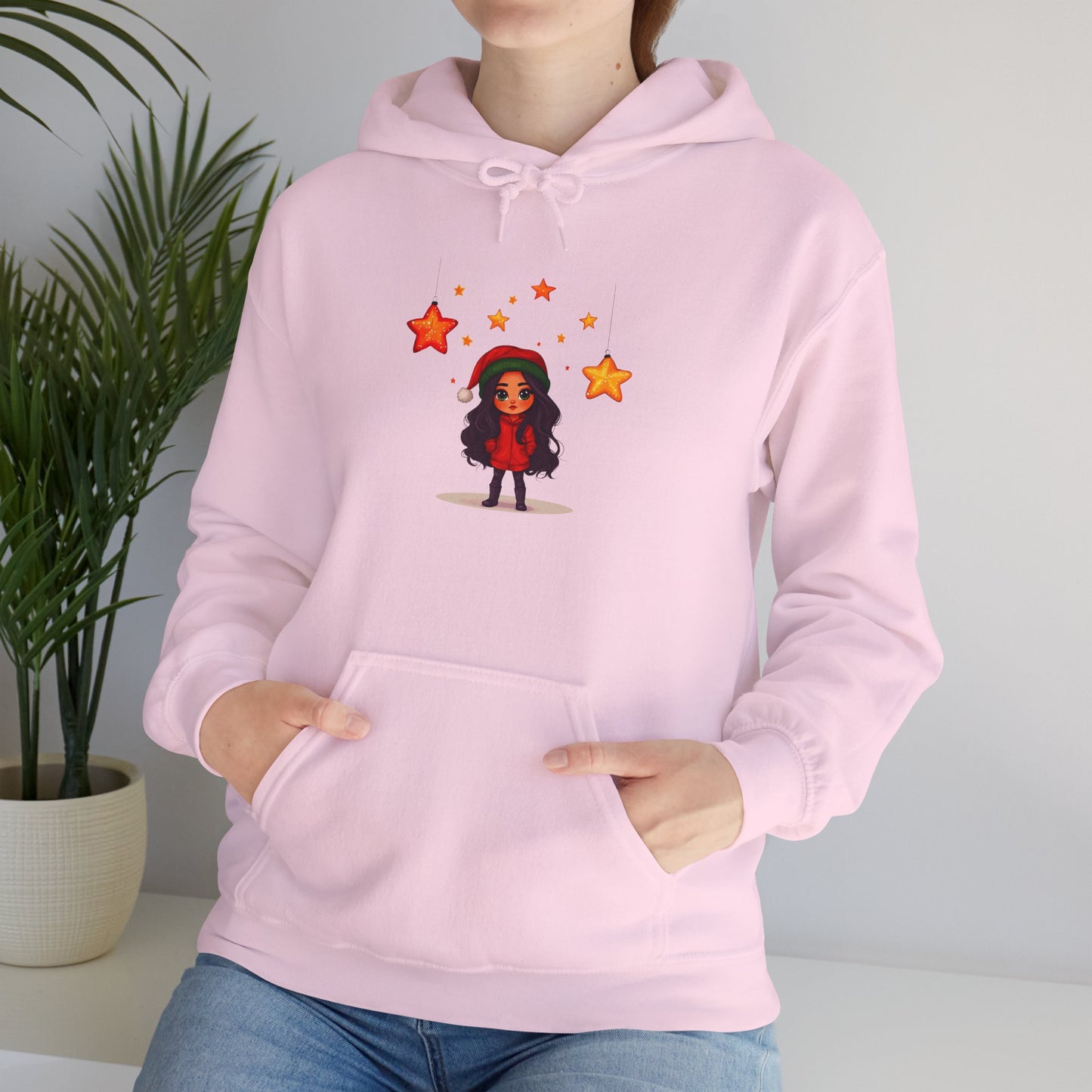 Cute Christmas Starry Ornaments Girl Unisex Heavy Blend™ Hooded Sweatshirt
