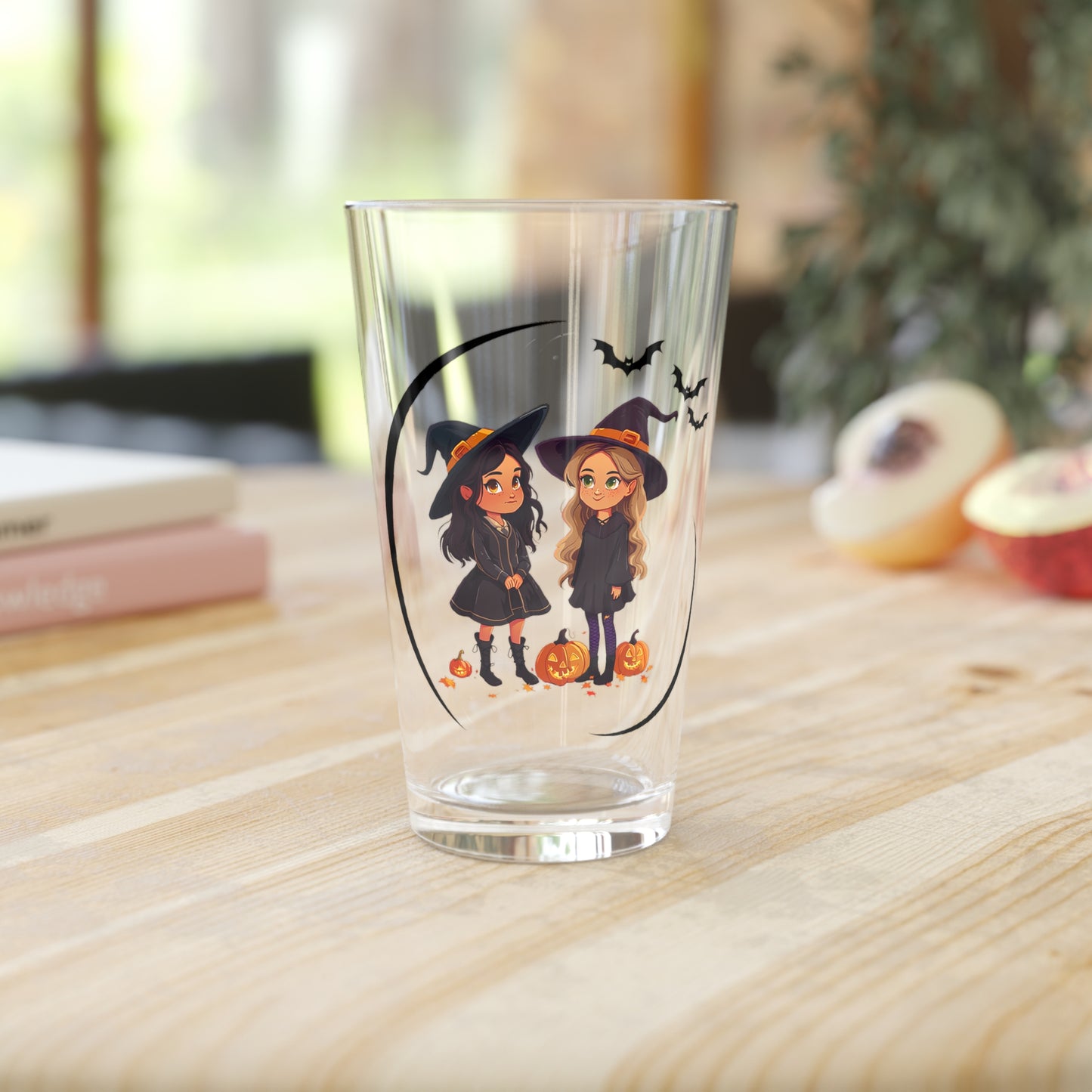 Cute Halloween Witch Girls Pint Glass, 16oz