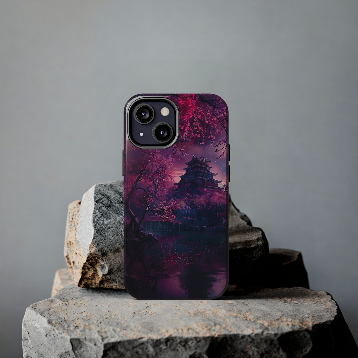 Japanese Cherry Blossum Castle Tough Phone Case iPhone Android