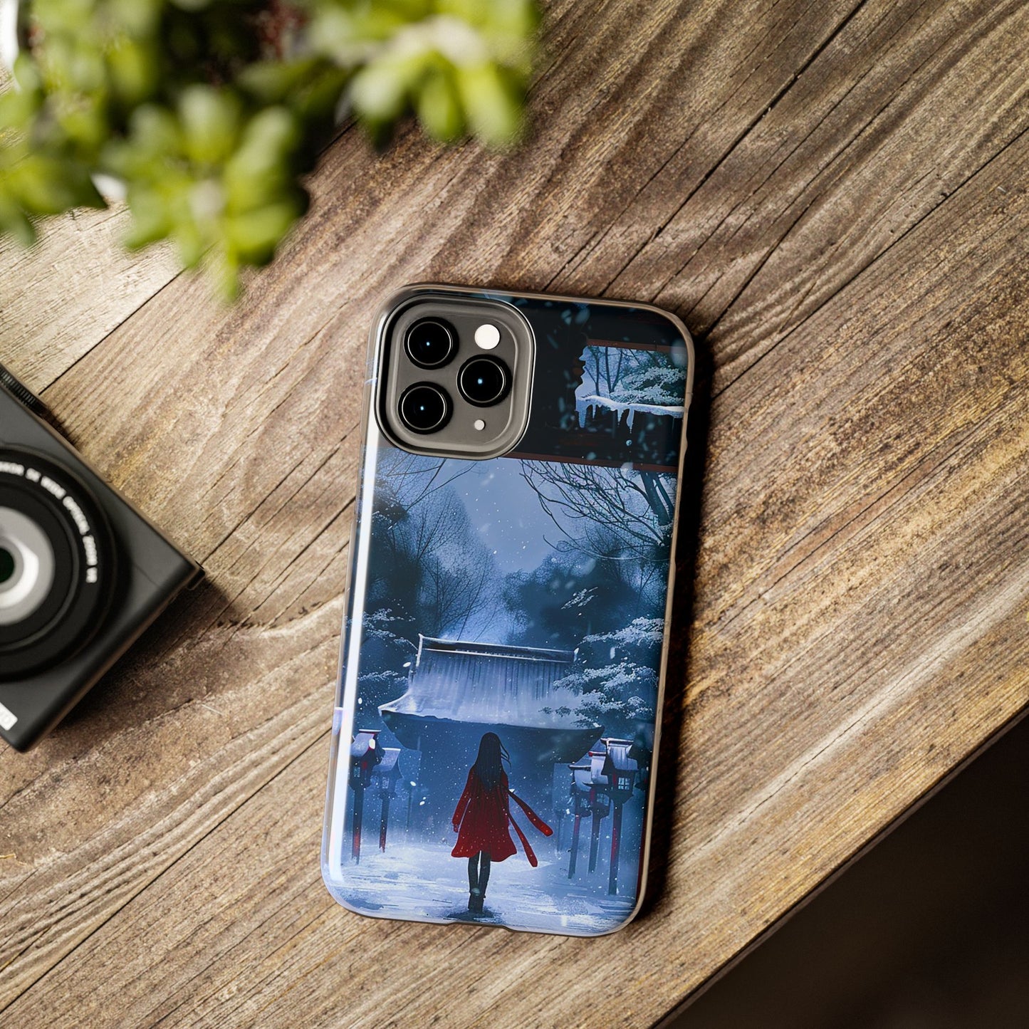 Japanese Snowy Shinto Shrine Girl Tough Phone Cases iPhone Android