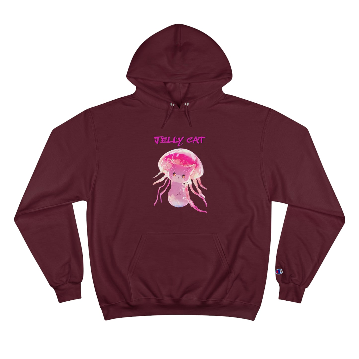 Cute Jellyfish Ghost Cat Hoodie - Pink Jellyfish Cat Design - Champion Pullover for Women & Men