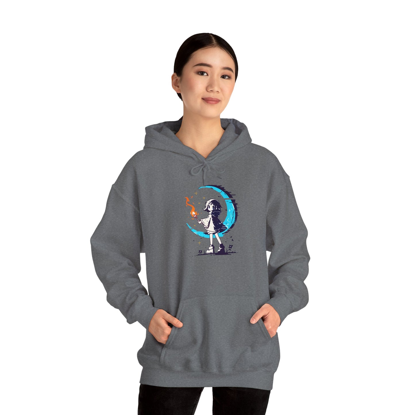 Fantasy Moon Girl Torchbearer Unisex Heavy Blend™ Hooded Sweatshirt