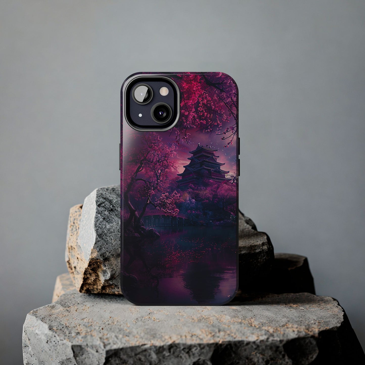 Japanese Cherry Blossum Castle Tough Phone Case iPhone Android
