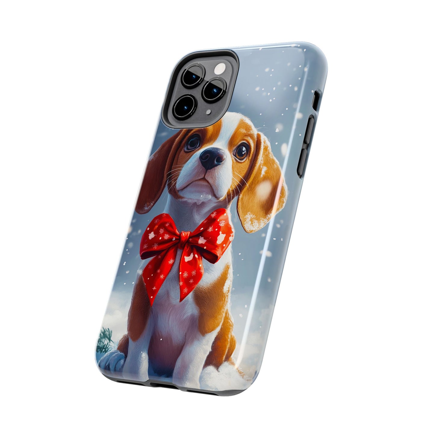 Snowy Cute Christmas Beagle Tough Phone Cases