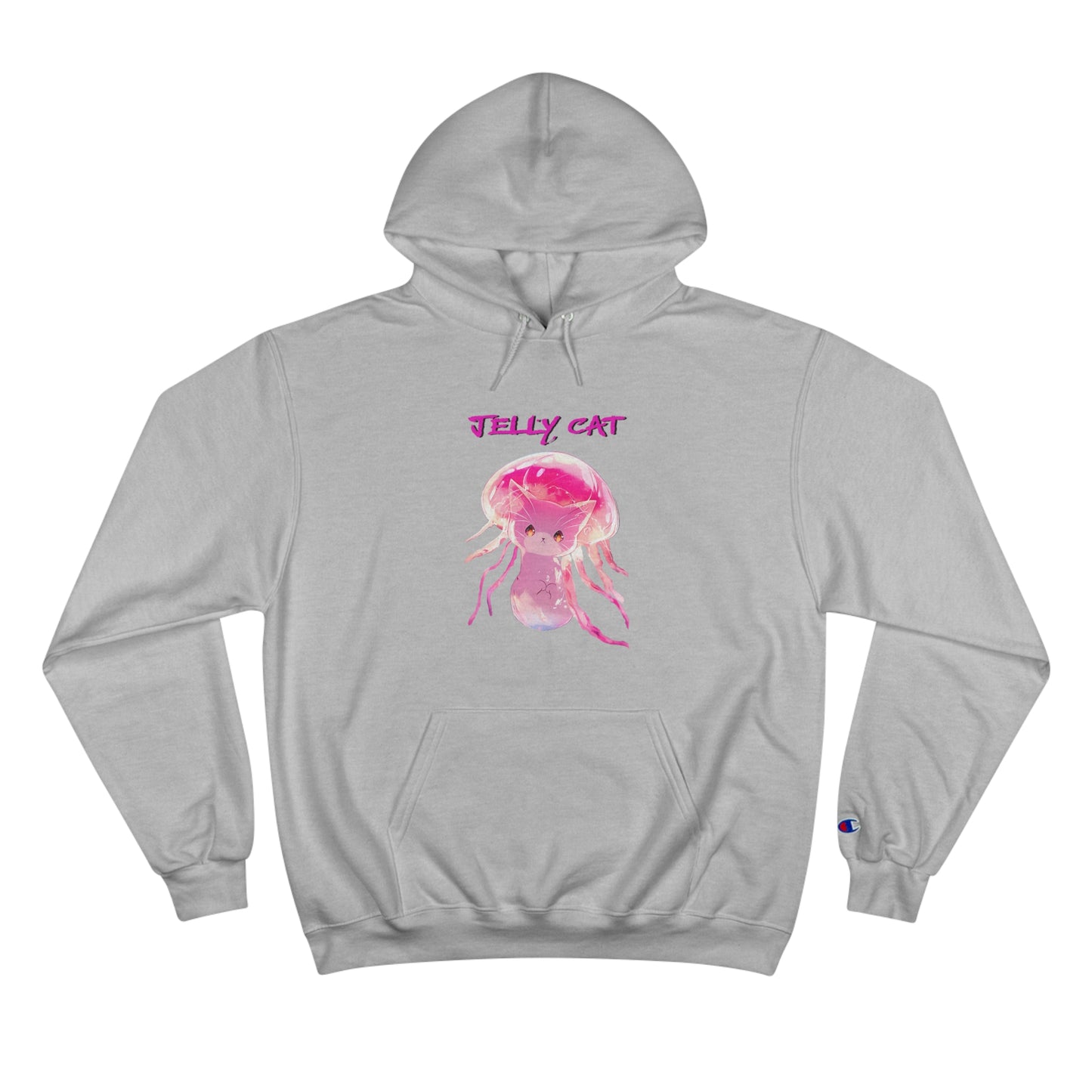 Cute Jellyfish Ghost Cat Hoodie - Pink Jellyfish Cat Design - Champion Pullover for Women & Men