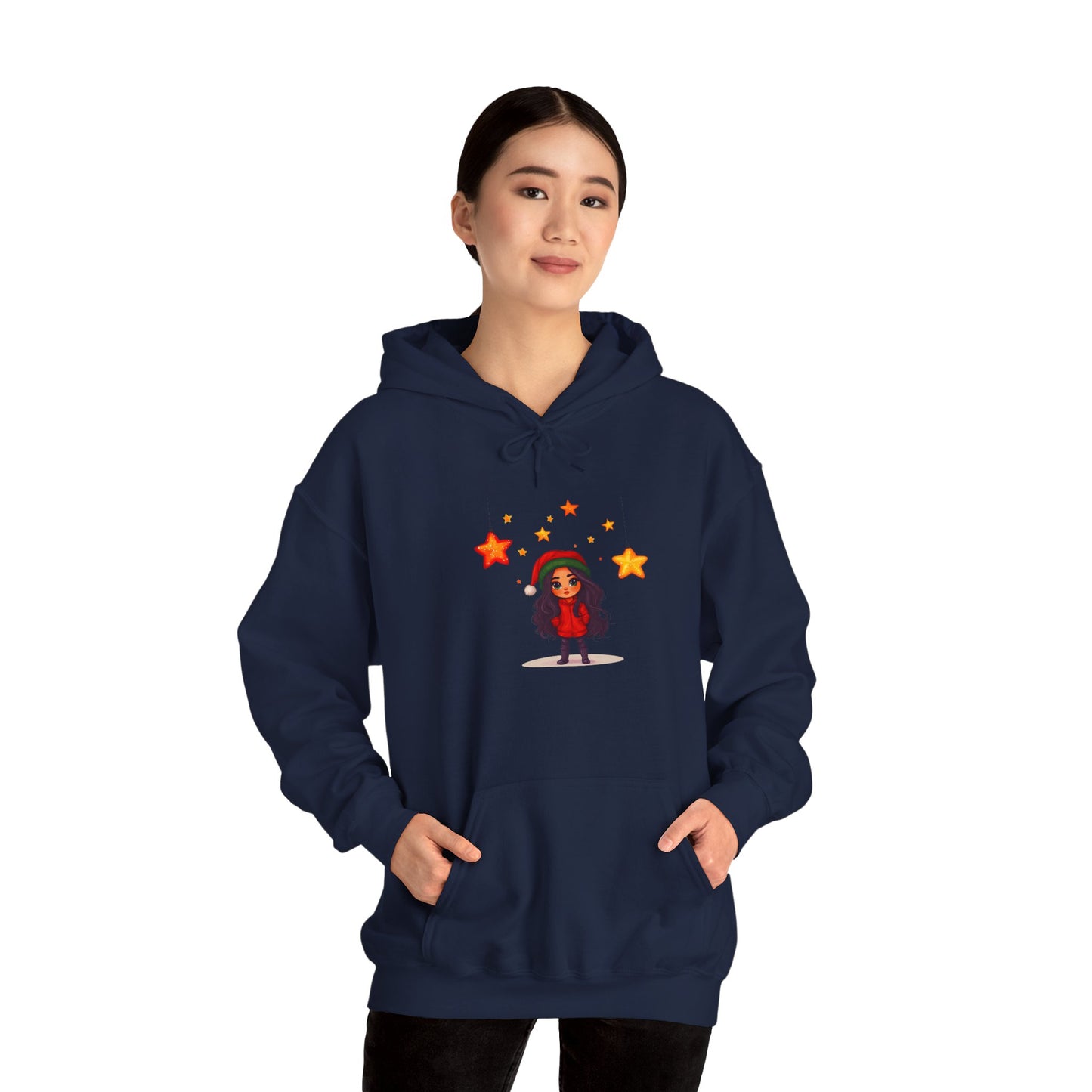 Cute Christmas Starry Ornaments Girl Unisex Heavy Blend™ Hooded Sweatshirt