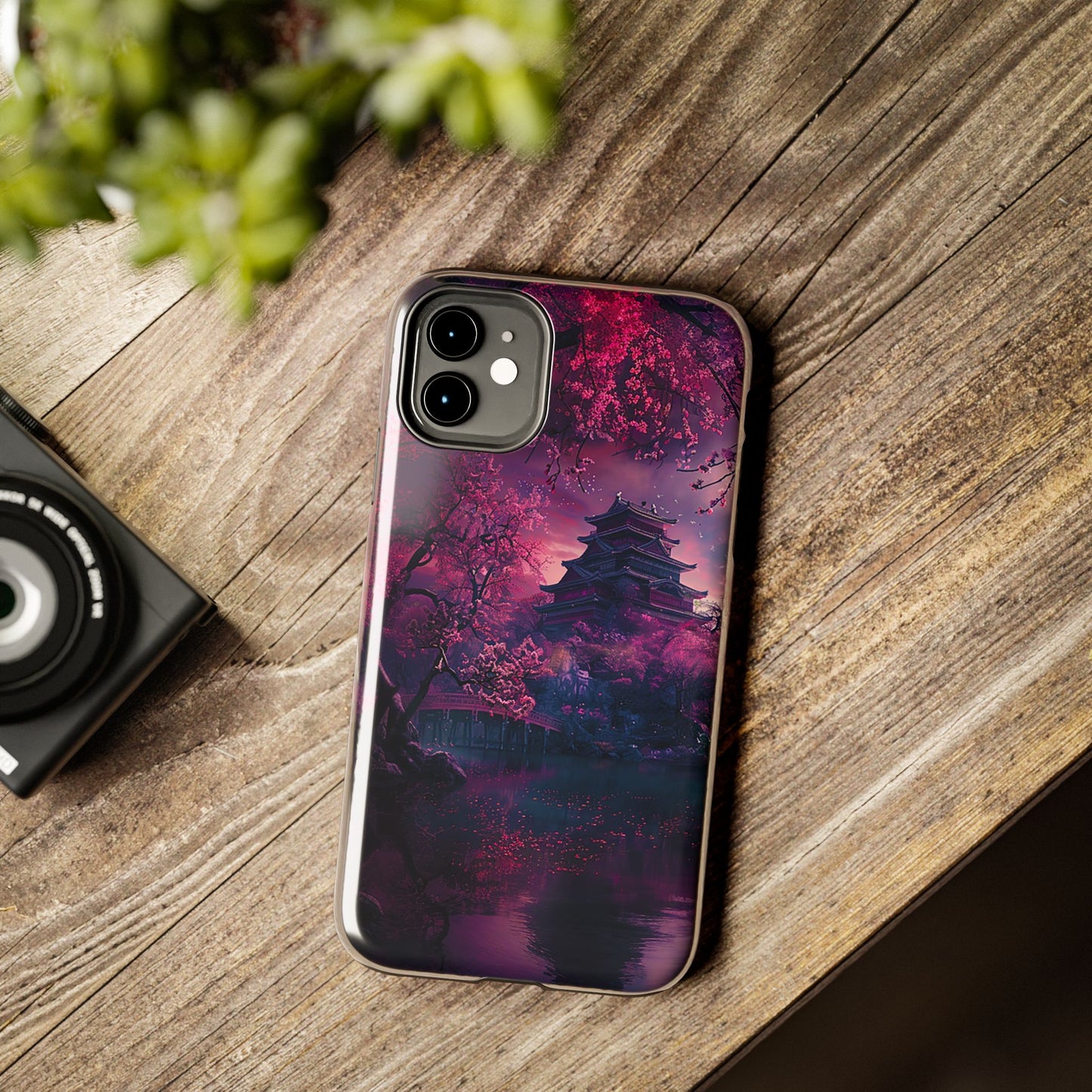 Japanese Cherry Blossum Castle Tough Phone Case iPhone Android