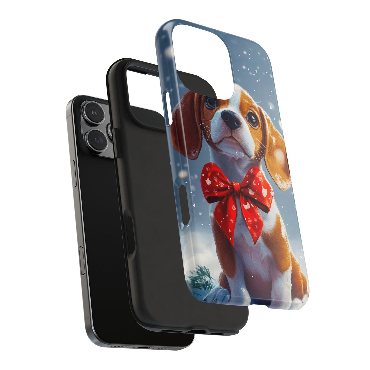 Snowy Cute Christmas Beagle Tough Phone Cases
