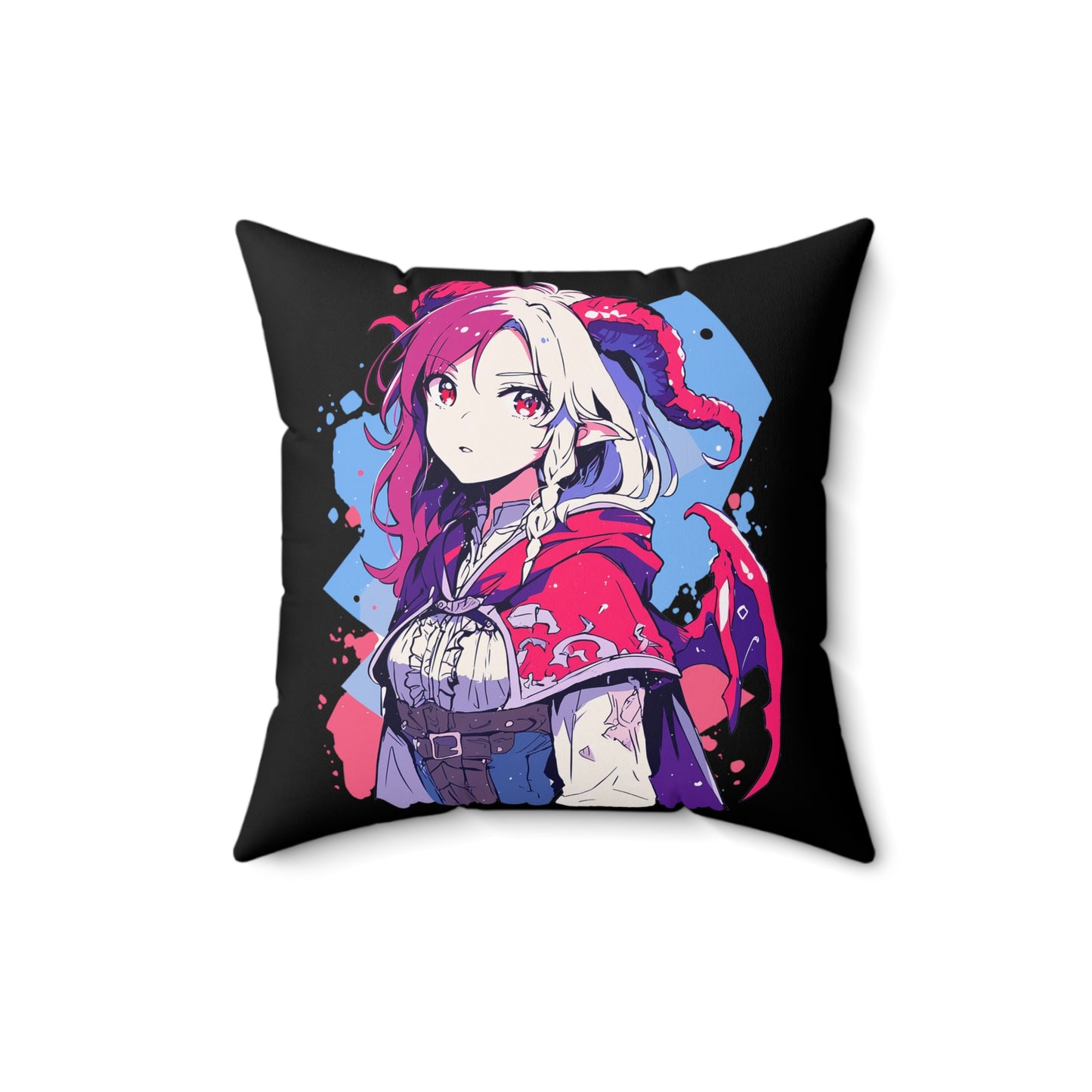 Cute Demon Princess Spun Polyester Square Pillow - Dark Fantasy Anime-Inspired Art