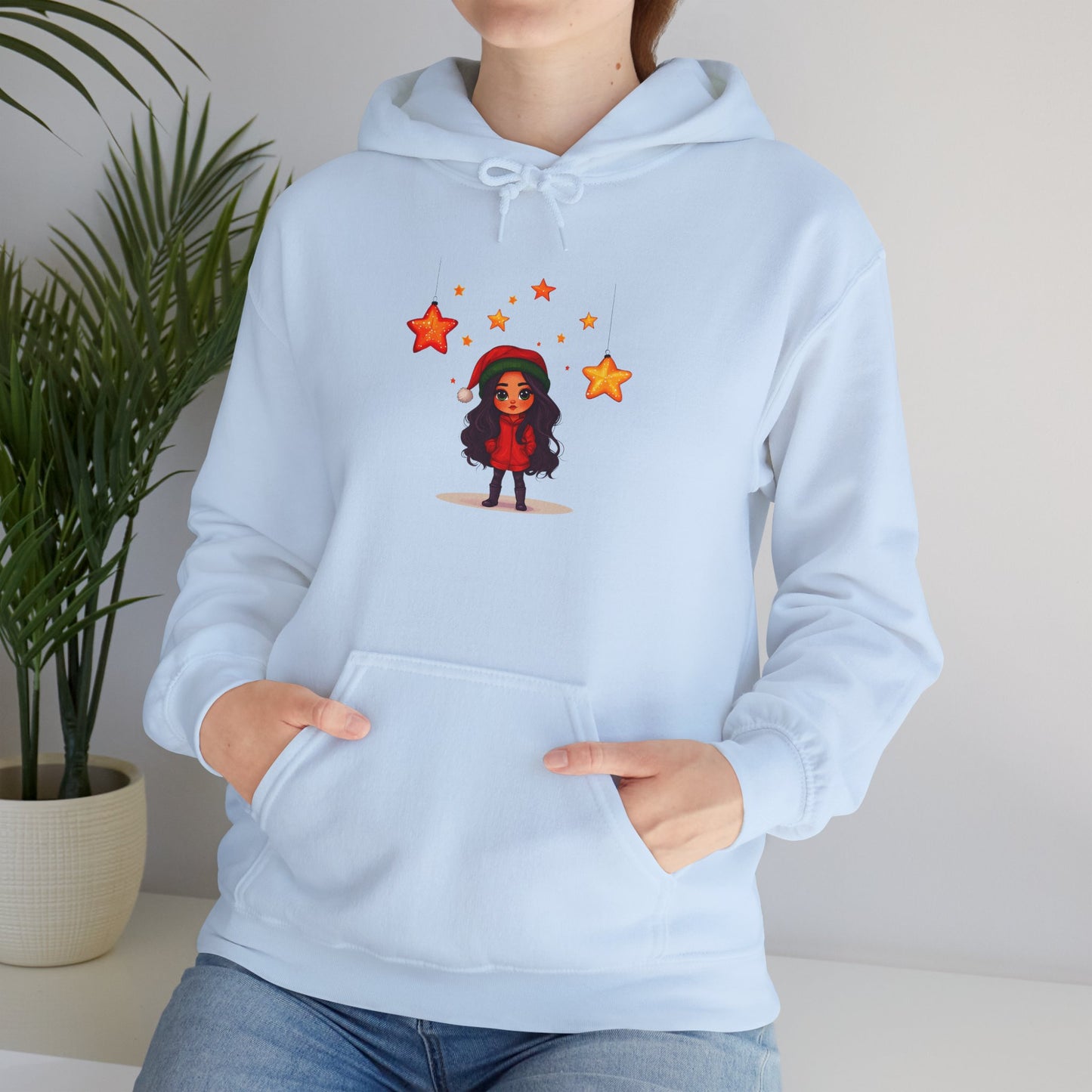 Cute Christmas Starry Ornaments Girl Unisex Heavy Blend™ Hooded Sweatshirt