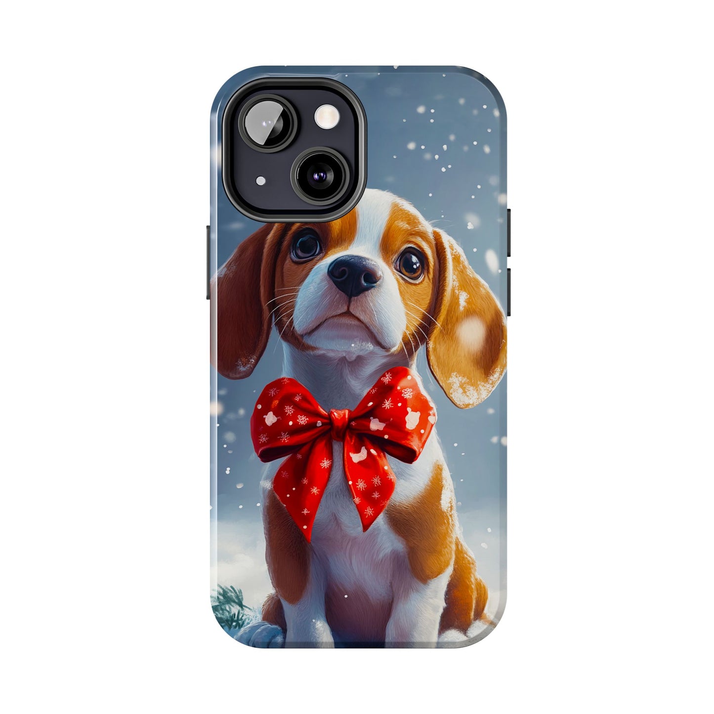 Snowy Cute Christmas Beagle Tough Phone Cases