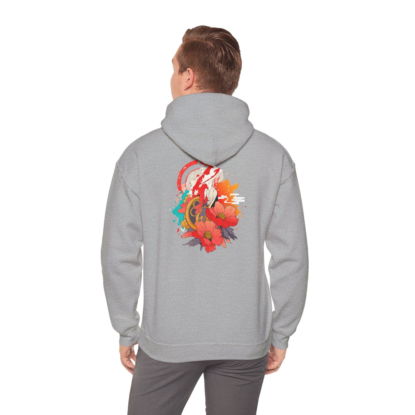 Steampunk Japanese Flowers Elephant Unisex Heavy Blend™ Hooded Sweatshirt