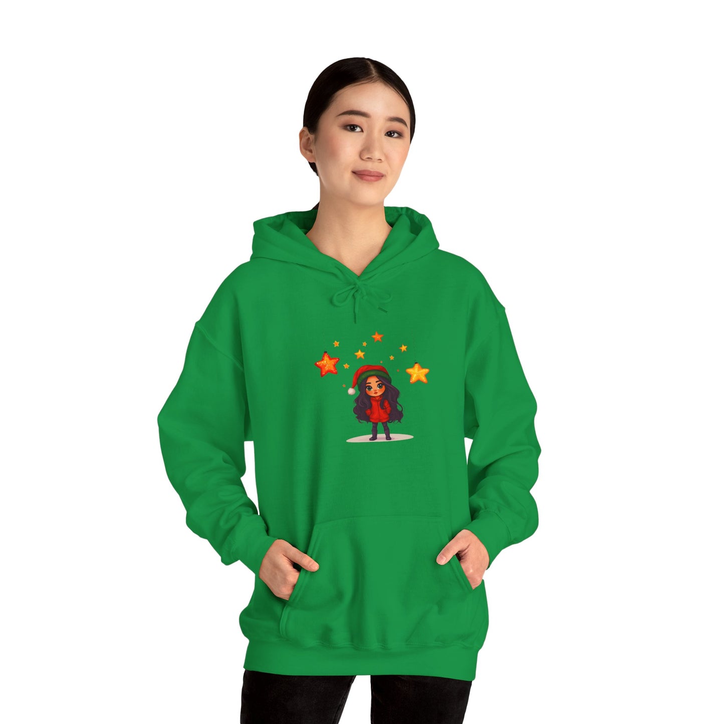 Cute Christmas Starry Ornaments Girl Unisex Heavy Blend™ Hooded Sweatshirt