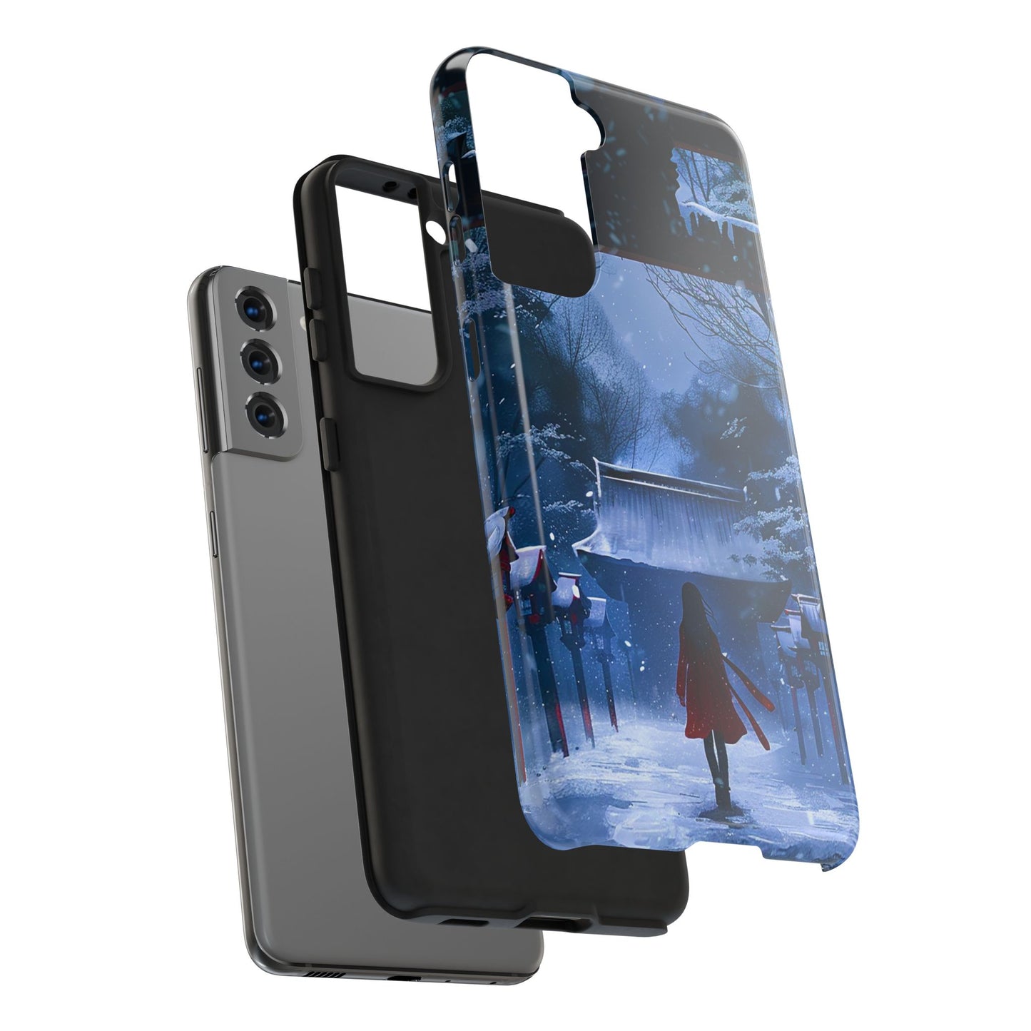 Japanese Snowy Shinto Shrine Girl Tough Phone Cases iPhone Android