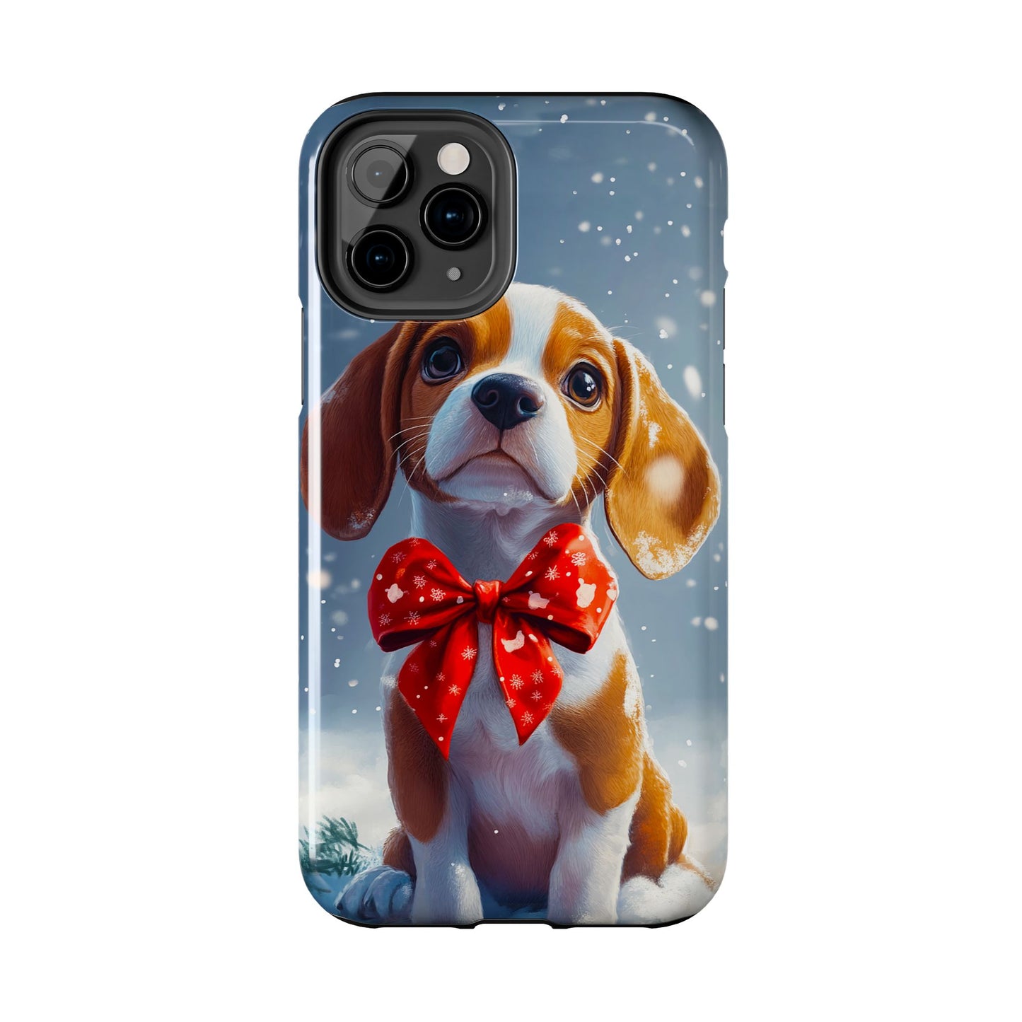 Snowy Cute Christmas Beagle Tough Phone Cases