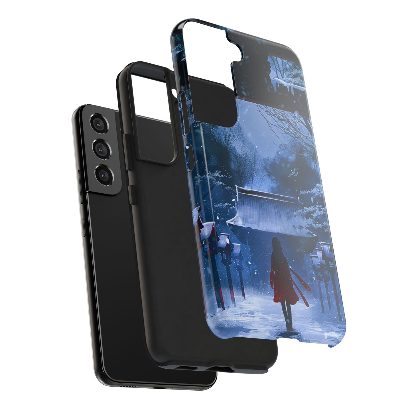 Japanese Snowy Shinto Shrine Girl Tough Phone Cases iPhone Android