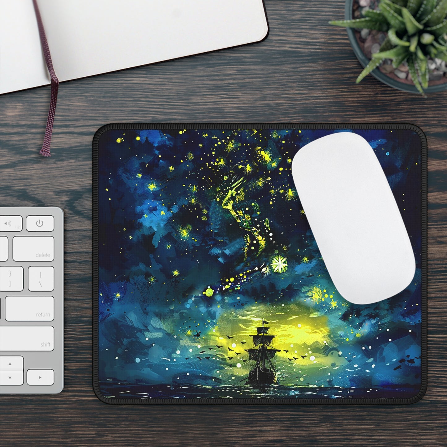 Starry Sky Lost Pirate Ship Gaming Mouse Pad