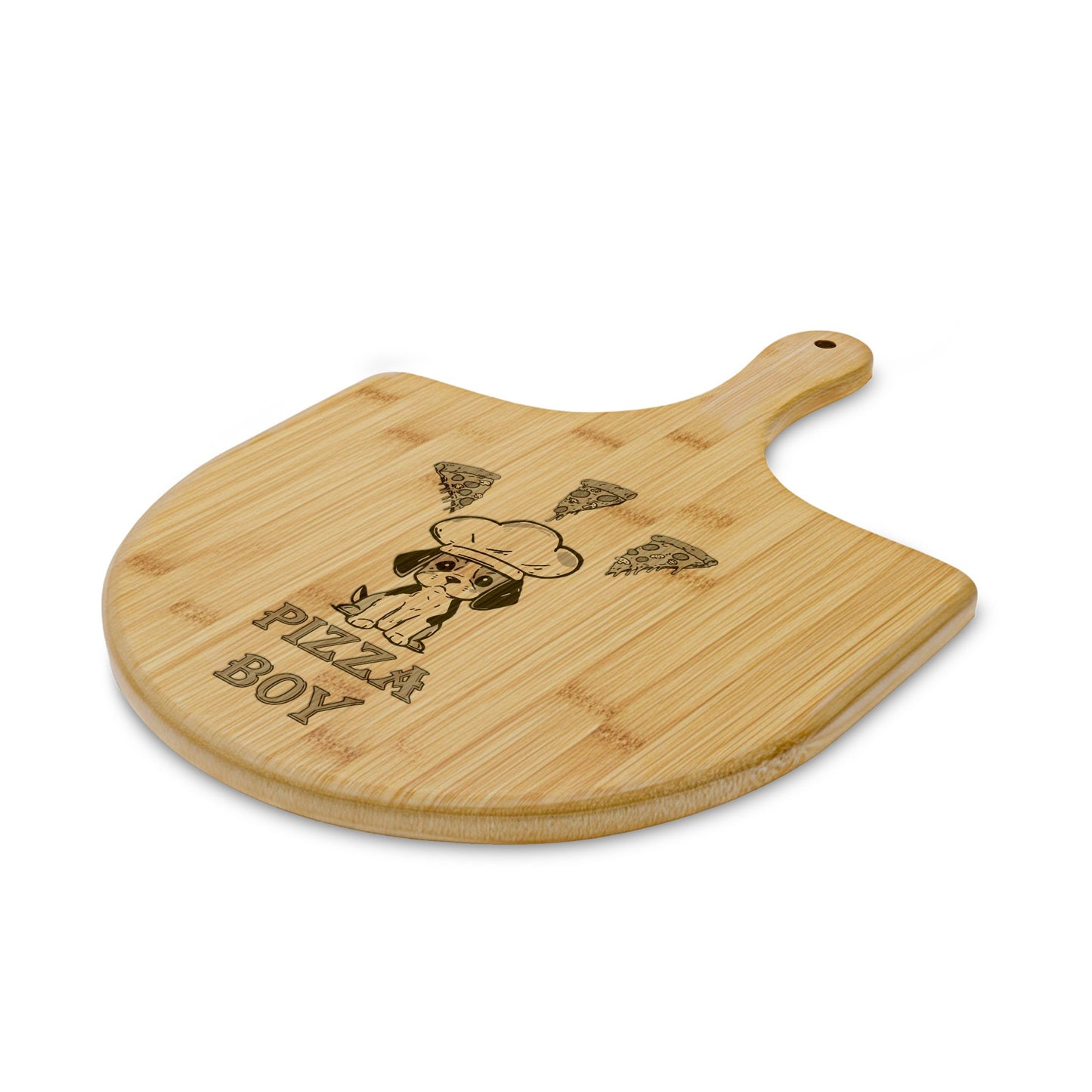 Beagle Chef - "Pizza Boy" - Bamboo Pizza Board (Engraved)
