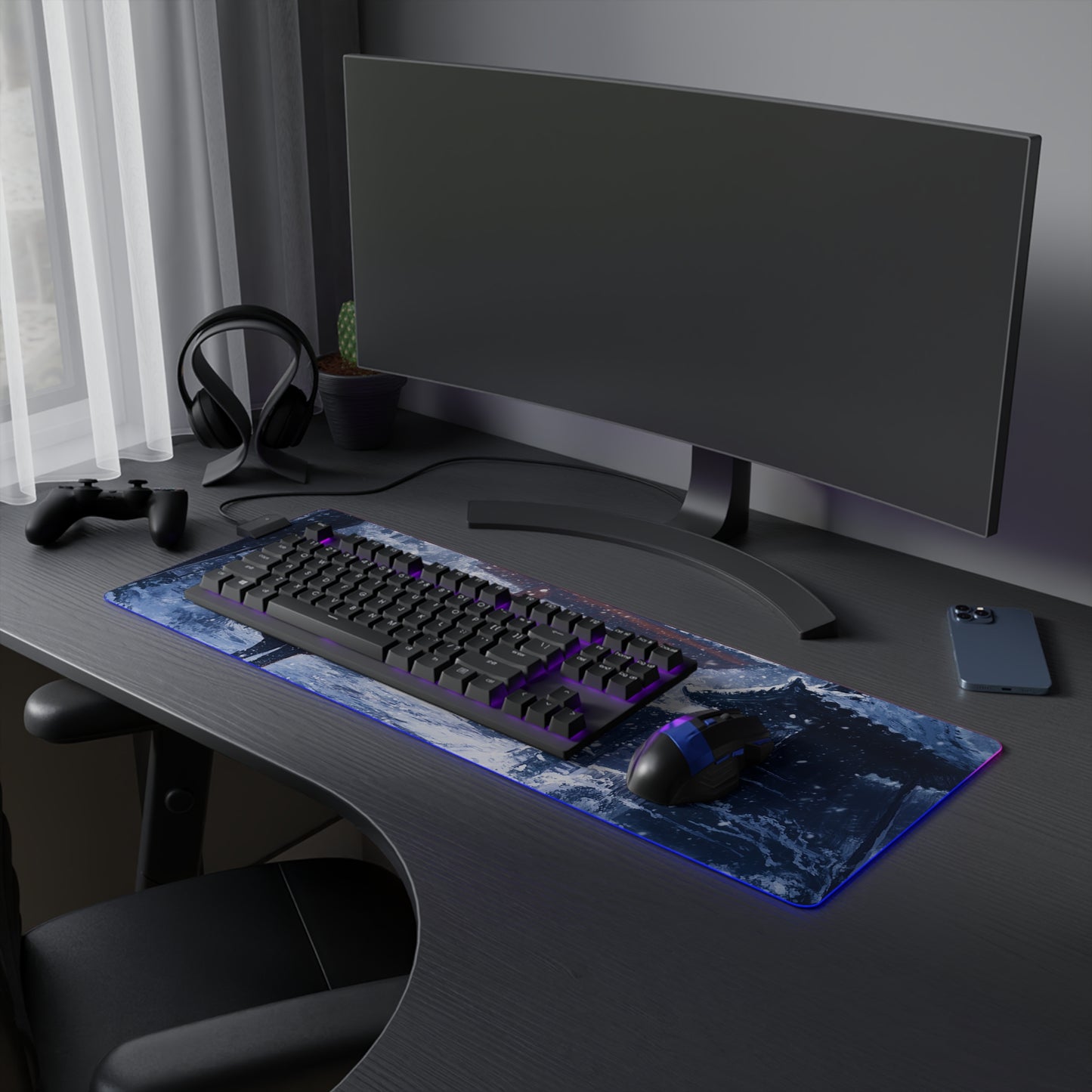 Dark Fantasy Snowy Tori Gate PC Gaming LED Gaming Mouse Pad