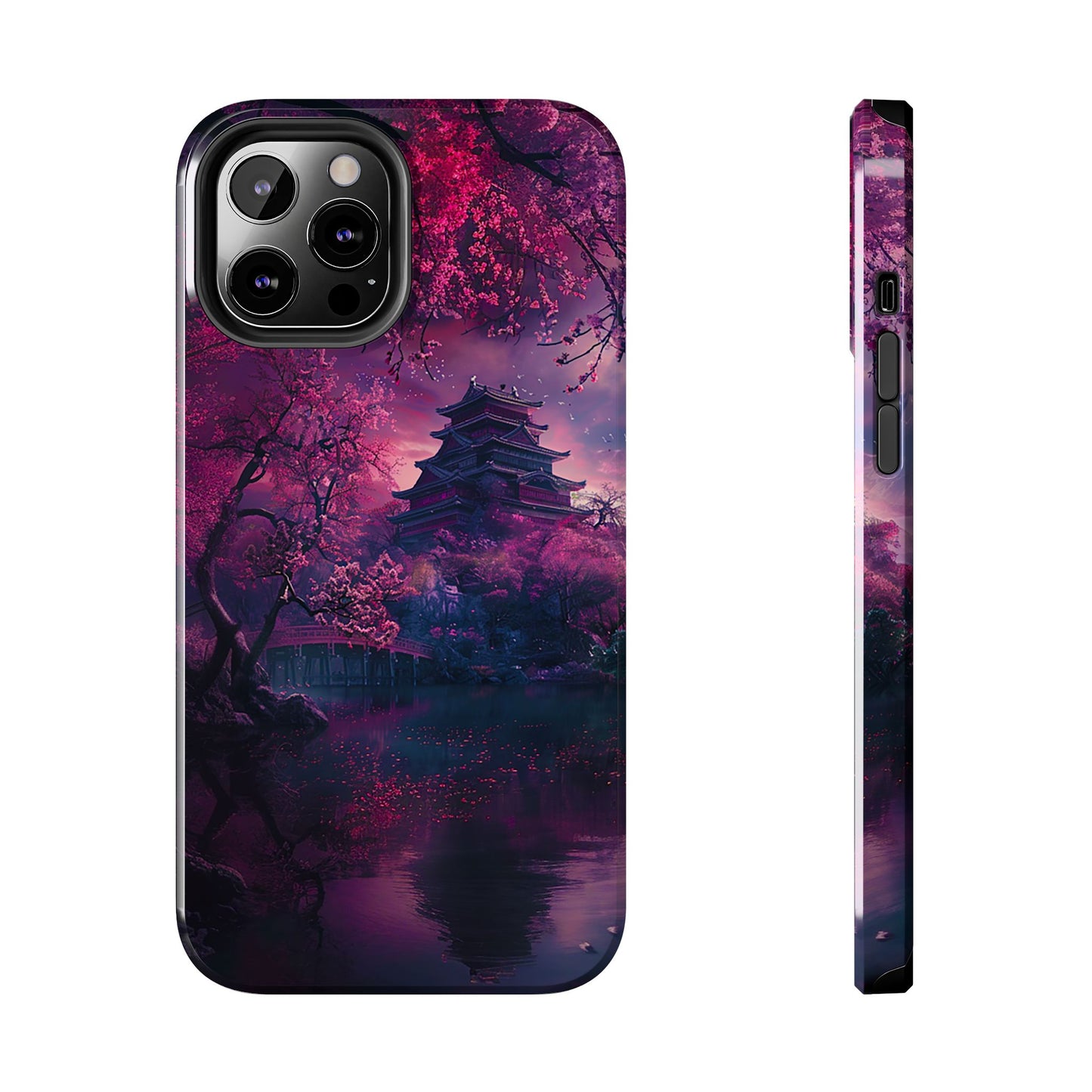 Japanese Cherry Blossum Castle Tough Phone Case iPhone Android