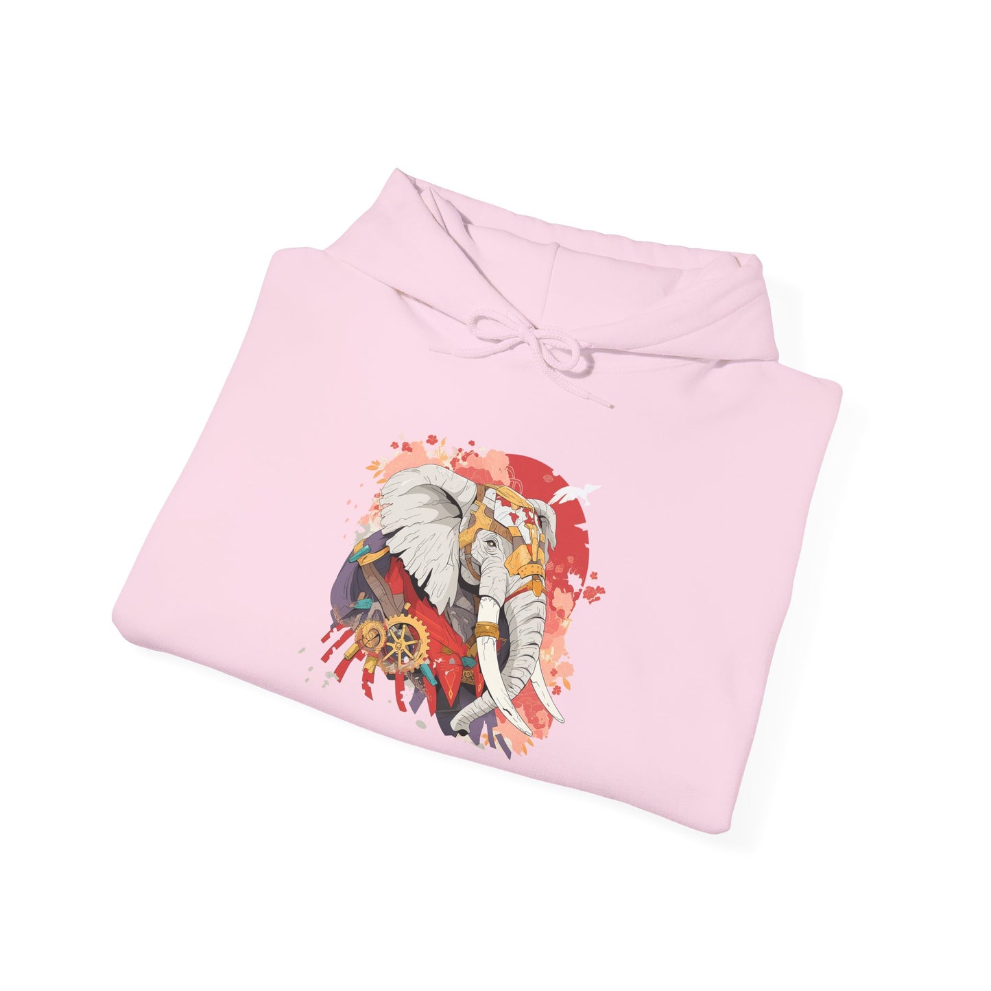Steampunk Japanese Flowers Elephant Unisex Heavy Blend™ Hooded Sweatshirt