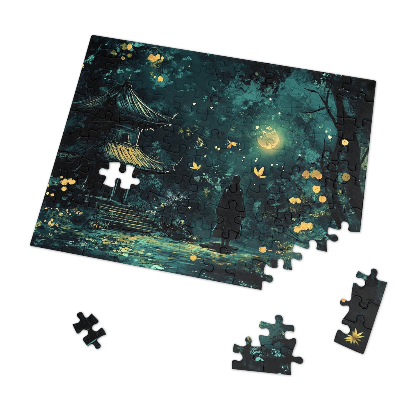 Japanese Shrine Nighttime Fantasy Jigsaw Puzzle (30, 110, 252, 500,1000-Piece)