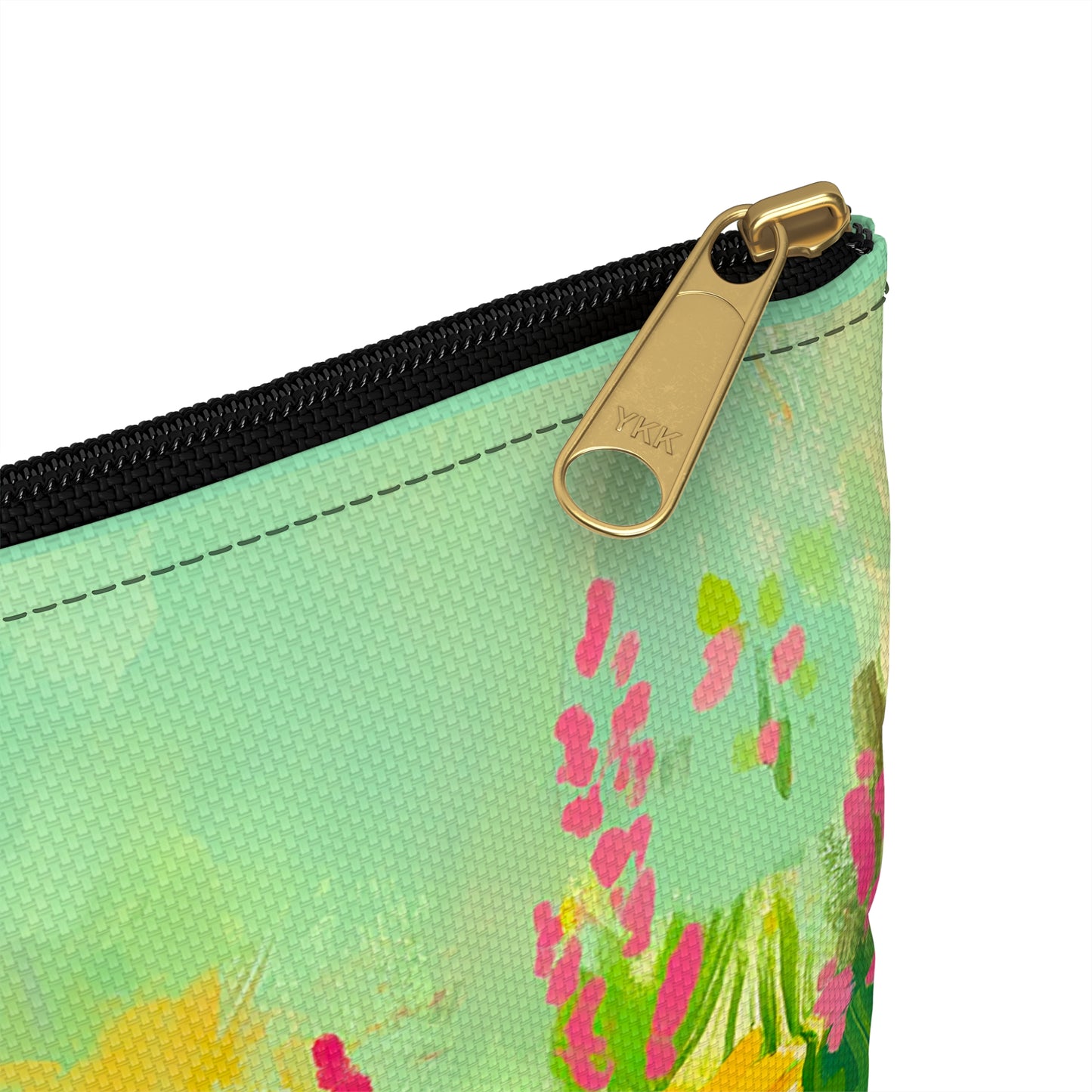 Painterly Black Cat in a Field of Flowers Accessory Pouch - Vibrant and Unique