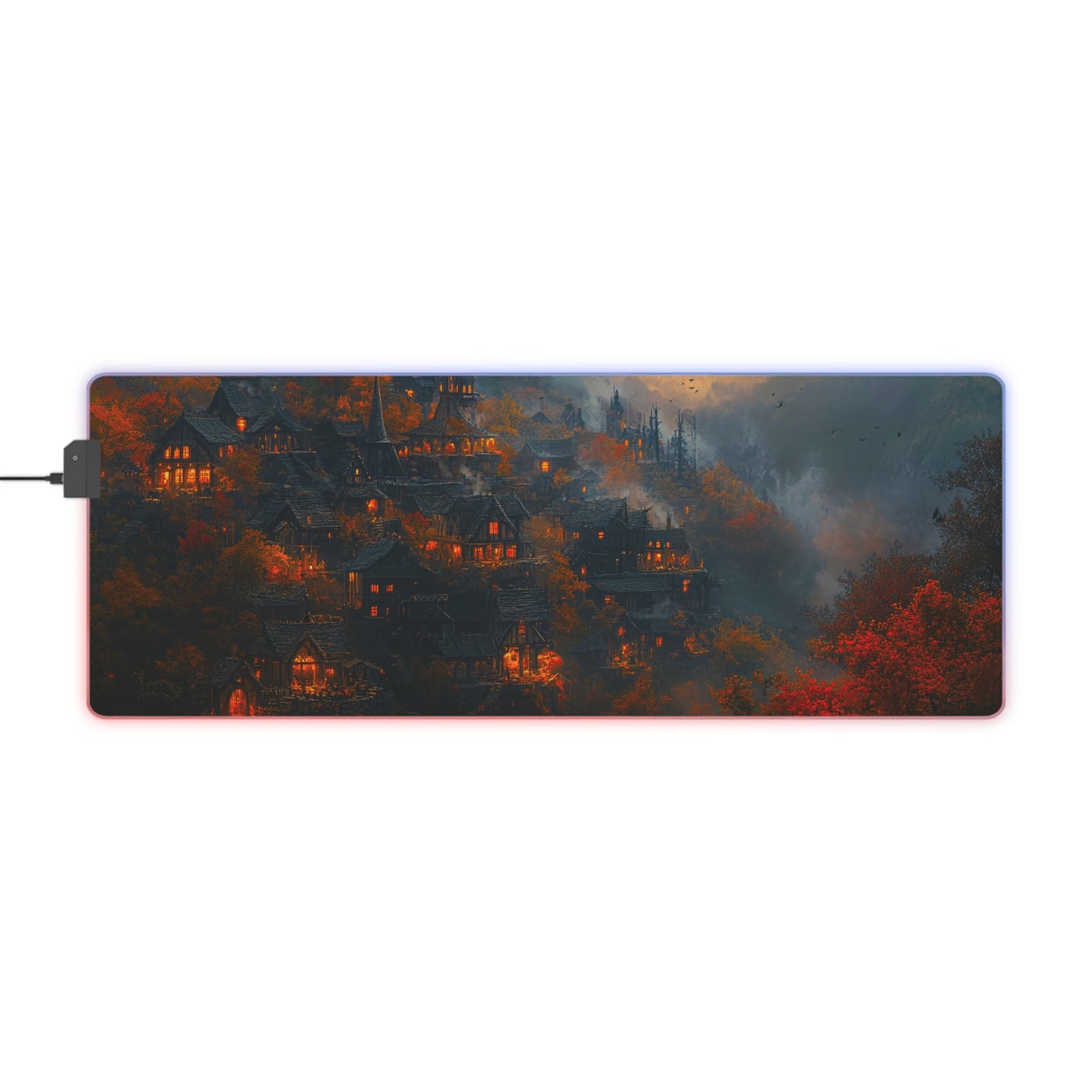 Autumn Fantasy Village LED Gaming Mouse Pad