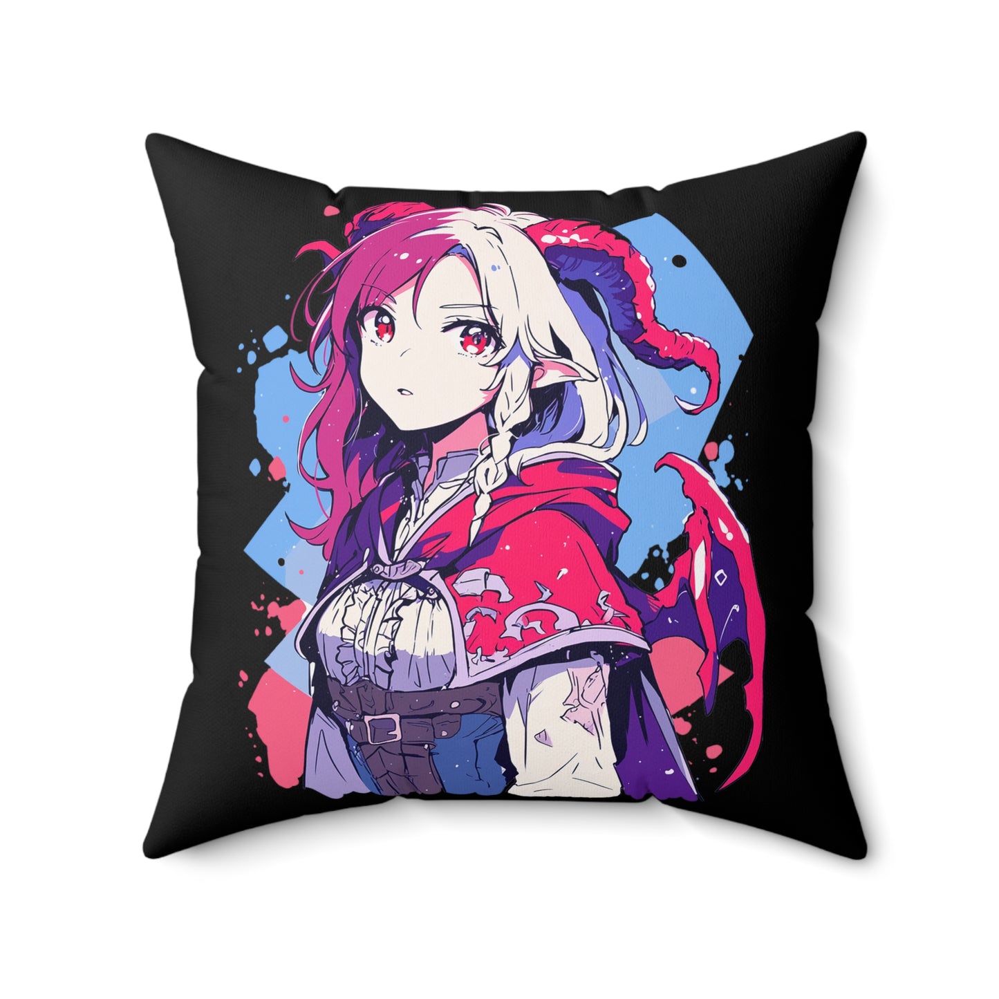 Cute Demon Princess Spun Polyester Square Pillow - Dark Fantasy Anime-Inspired Art