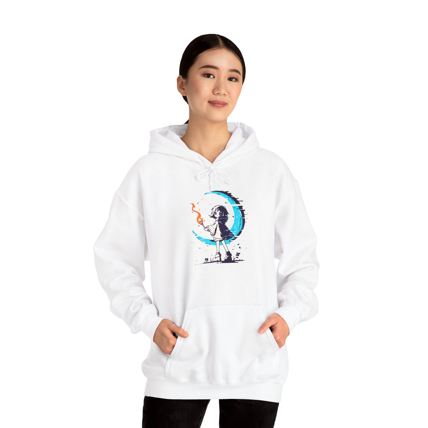 Fantasy Moon Girl Torchbearer Unisex Heavy Blend™ Hooded Sweatshirt