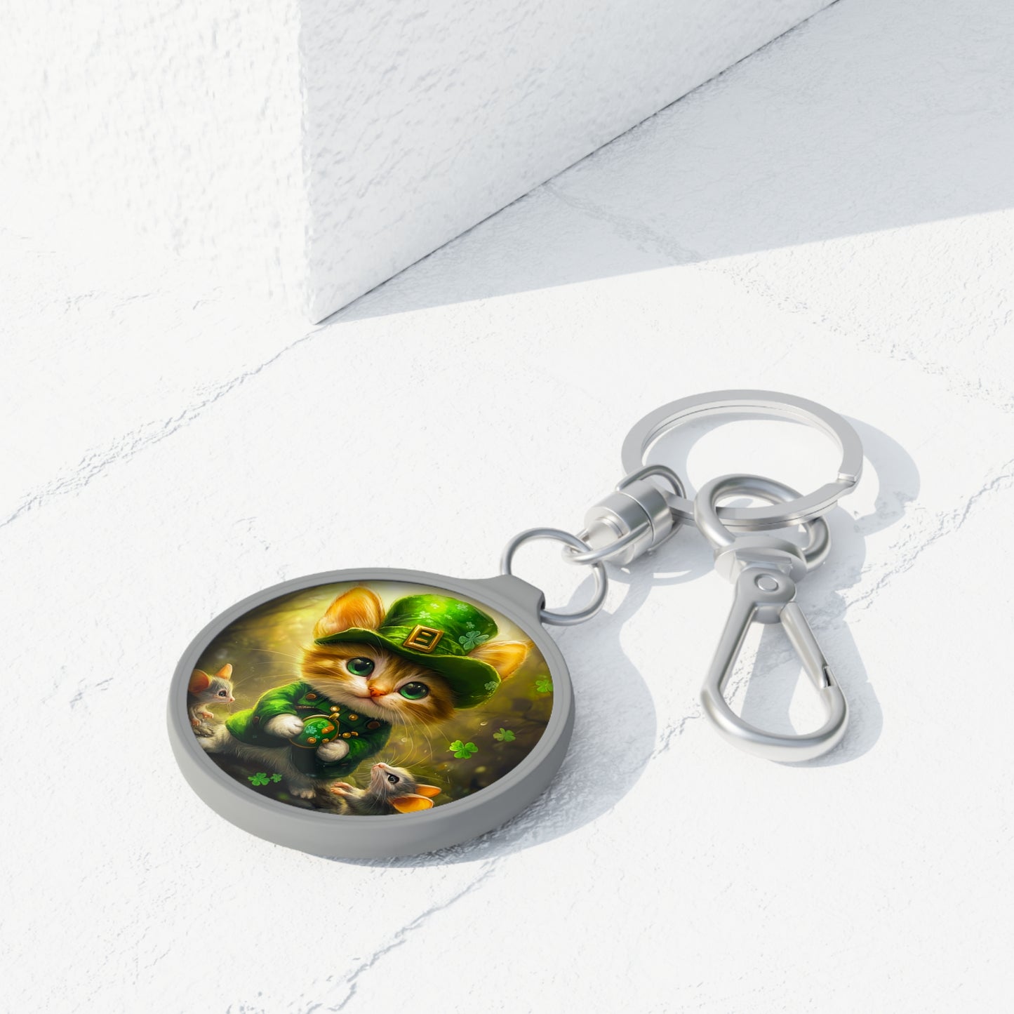 Saint Patrick's Day Theme Cat Keyring Tag