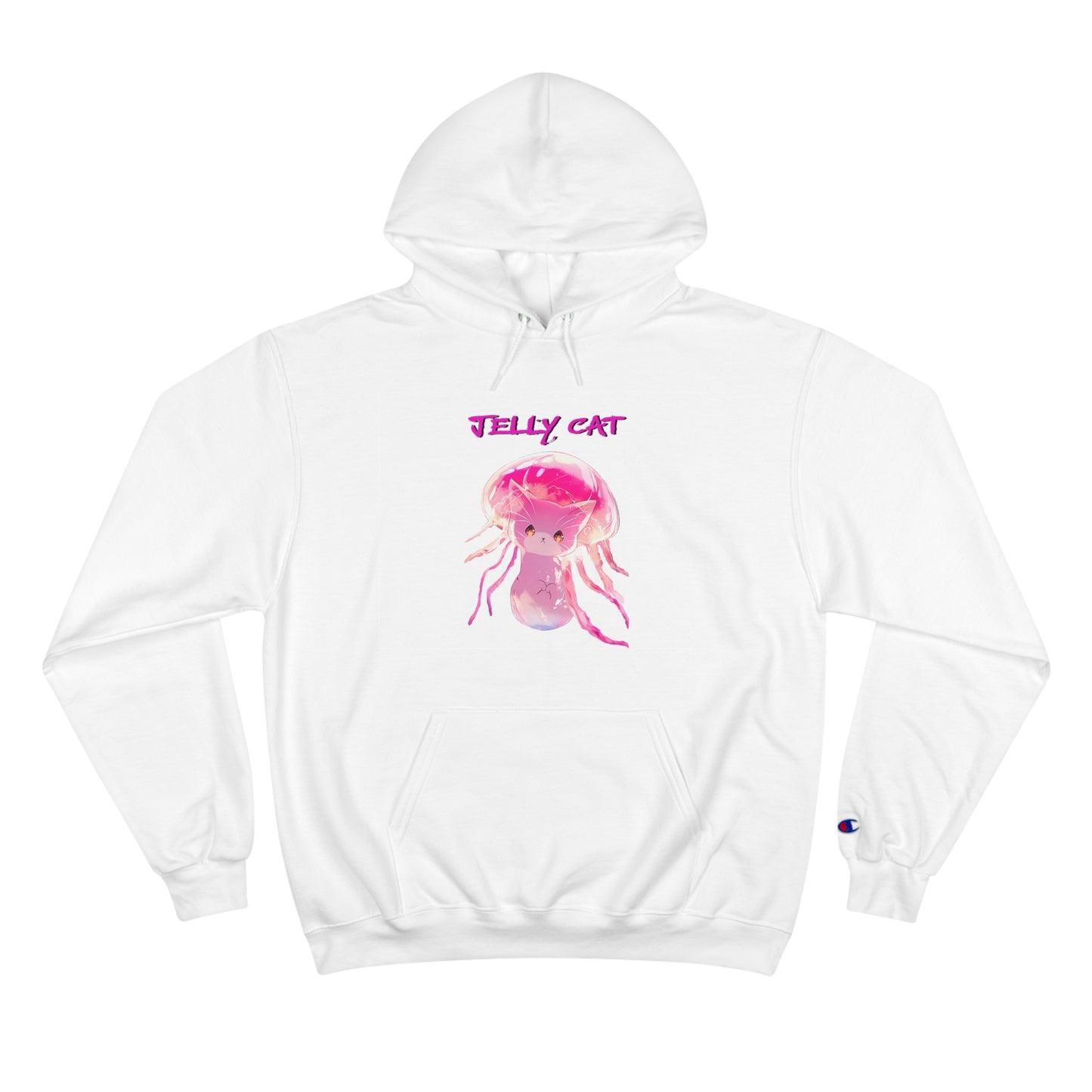Cute Jellyfish Ghost Cat Hoodie - Pink Jellyfish Cat Design - Champion Pullover for Women & Men