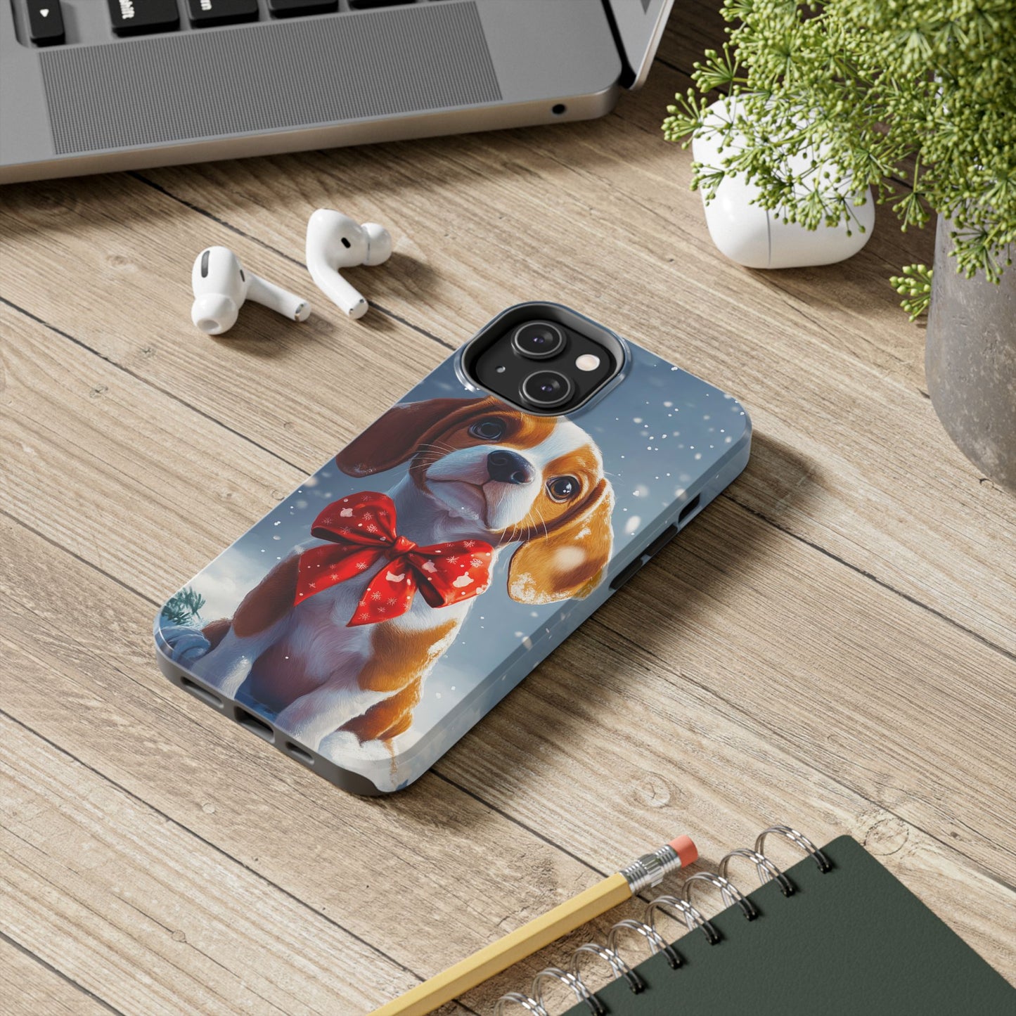 Snowy Cute Christmas Beagle Tough Phone Cases