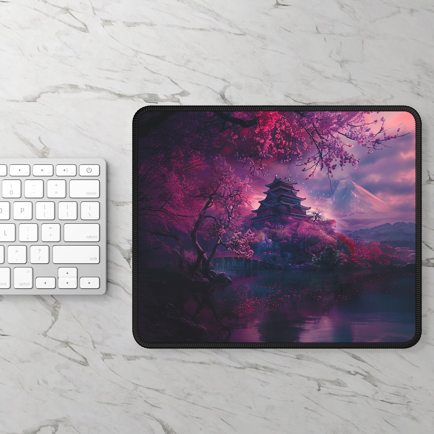 Japanese Cherry Blossum Castle Gaming Mouse Pad