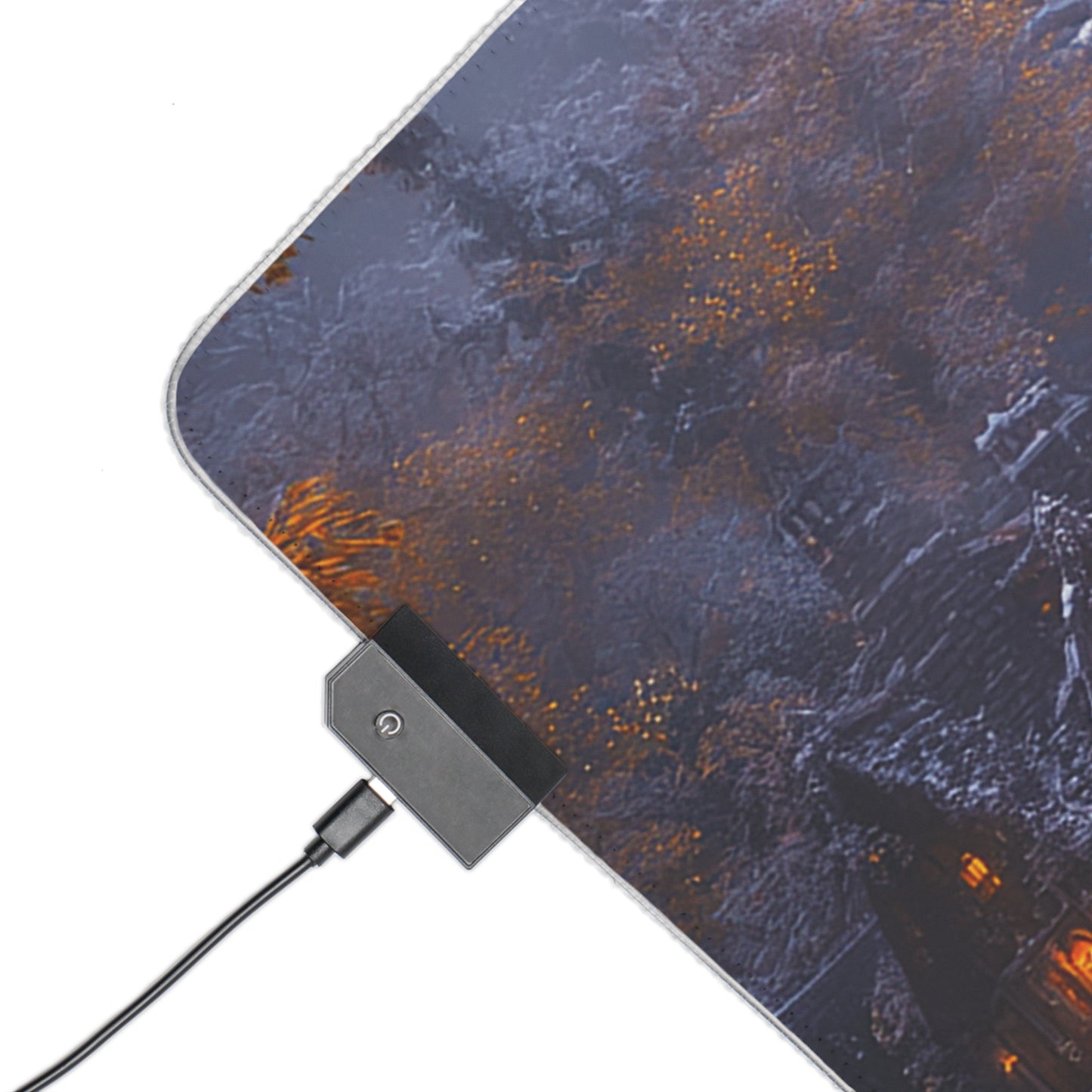 Rustic Winter Village LED Gaming Mouse Pad - Lovely Snowy Desk Mat for Gamers - Holiday Gift Idea