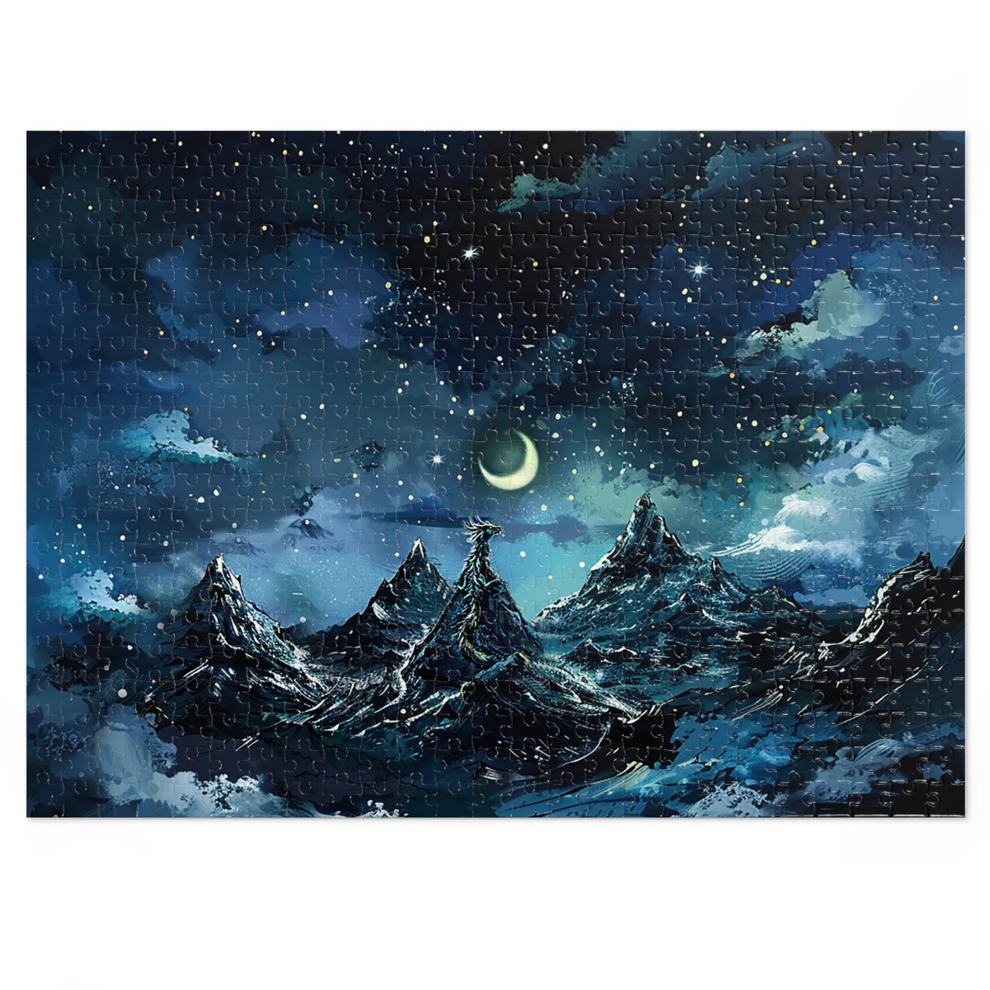 Fantasy Snowy Mountain Dragon Jigsaw Puzzle (30, 110, 252, 500,1000-Piece)
